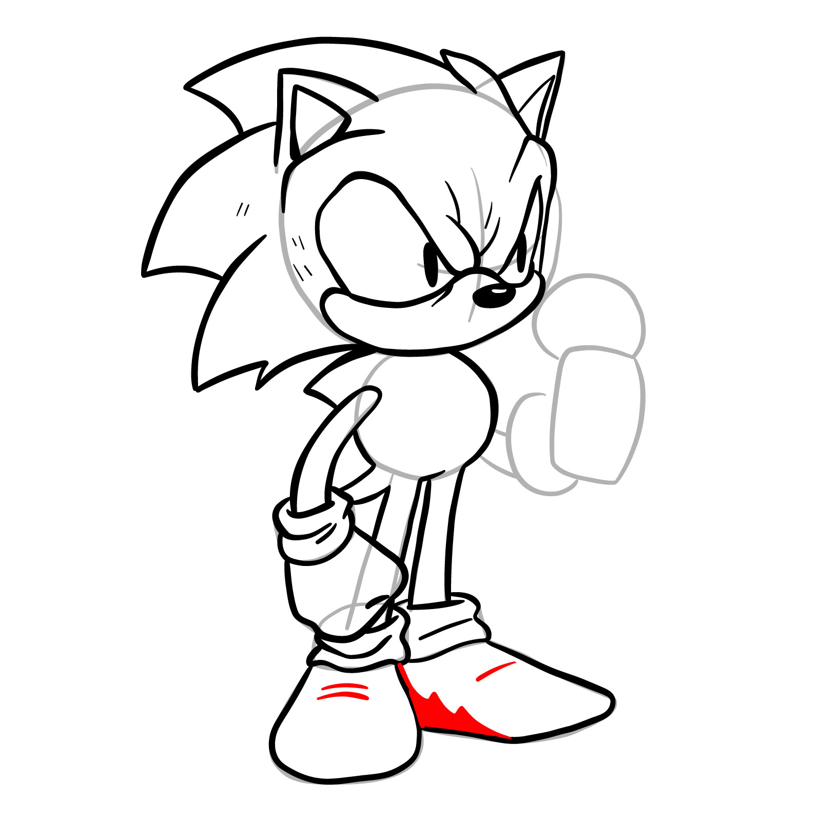 How to draw EXE (Faker Sonic) - step 25
