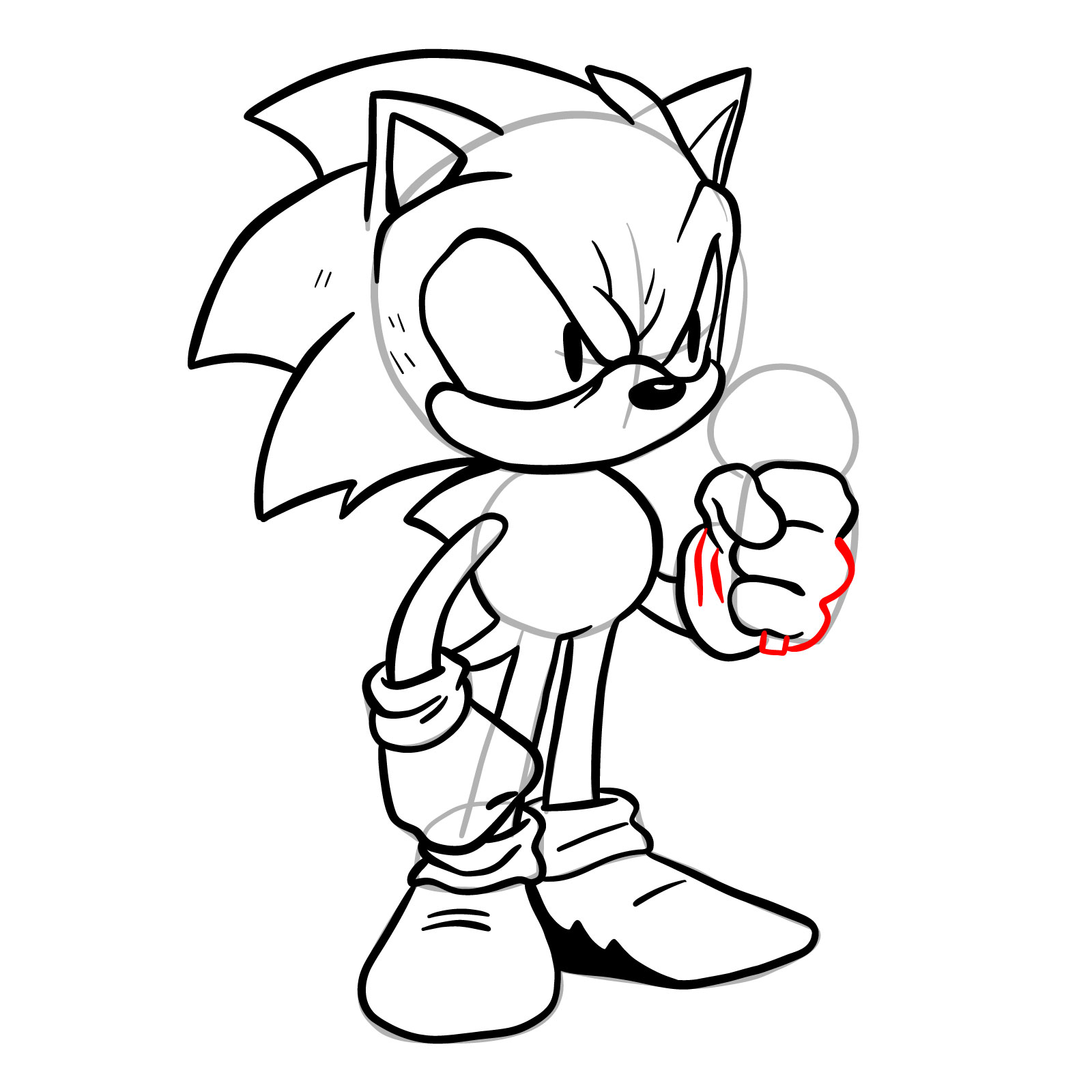 How to draw EXE (Faker Sonic) - step 29