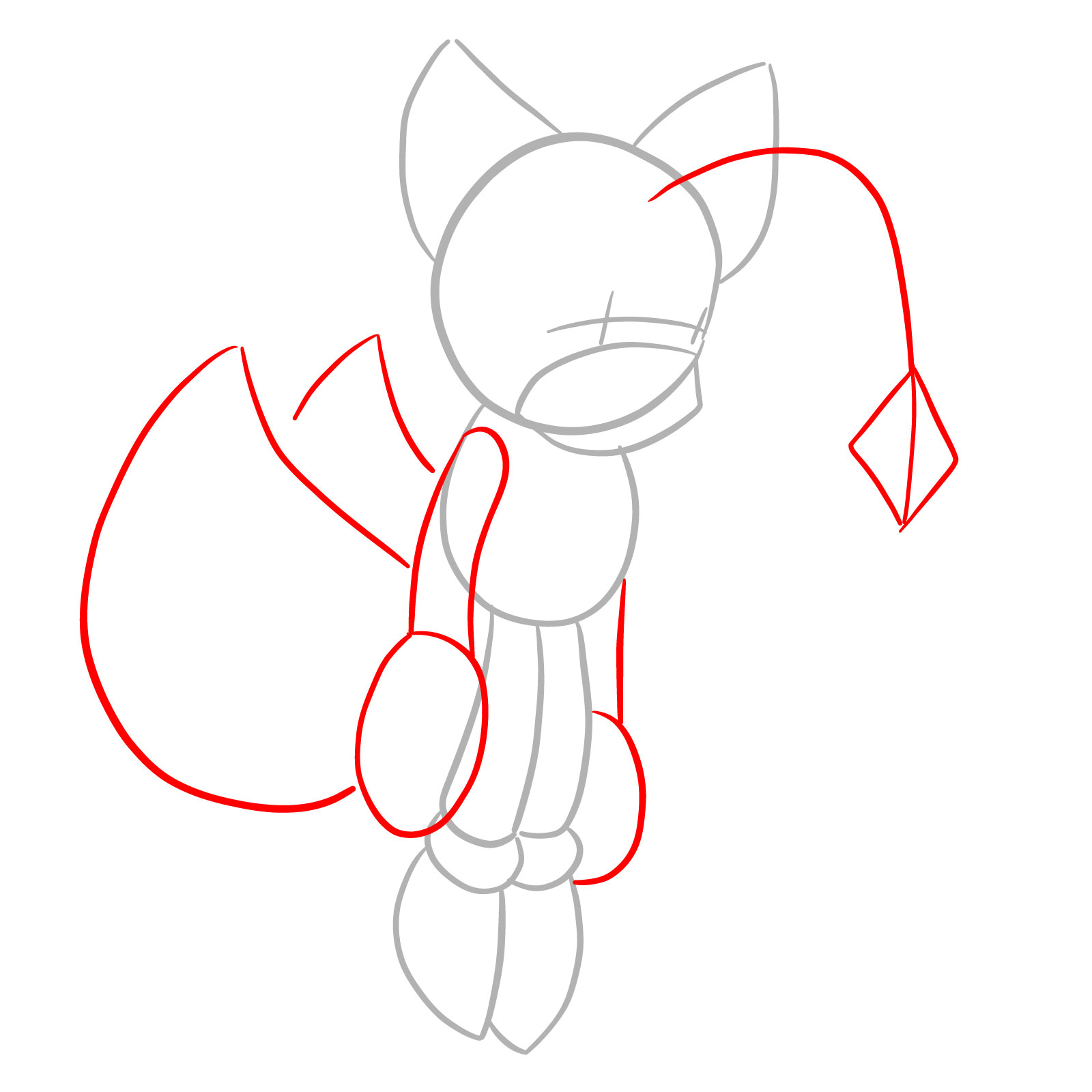 How to draw Tails Doll (FNF) - step 03