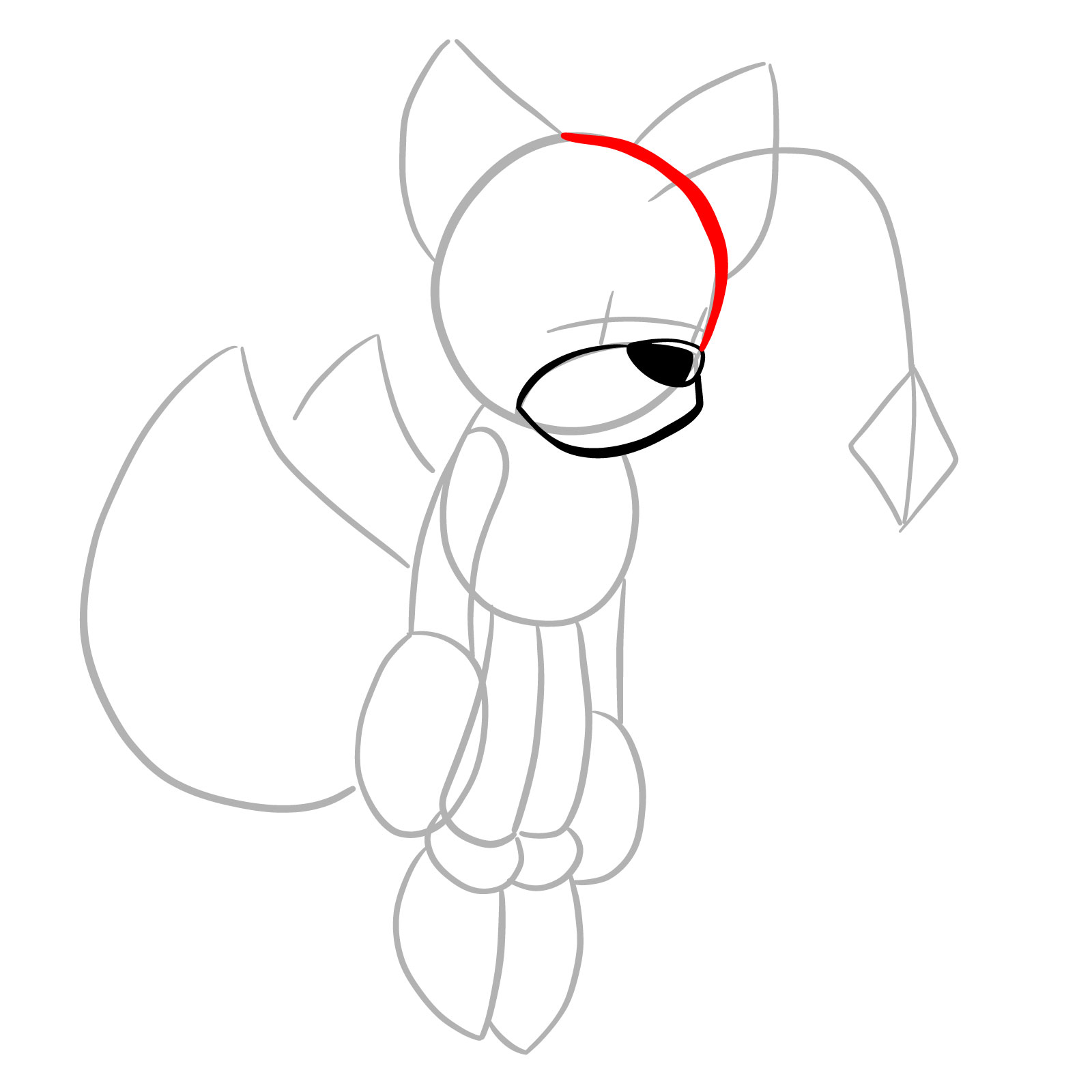 How to draw Tails Doll (FNF) - step 06