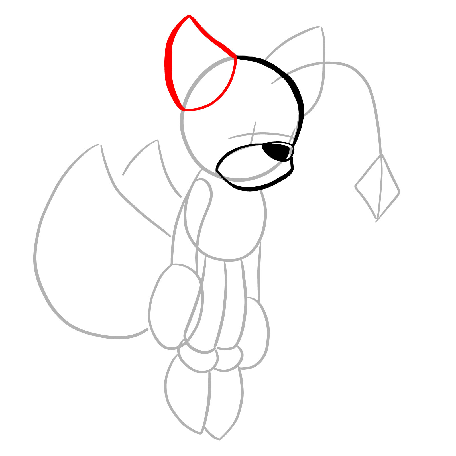 How to draw Tails Doll (FNF) - step 07