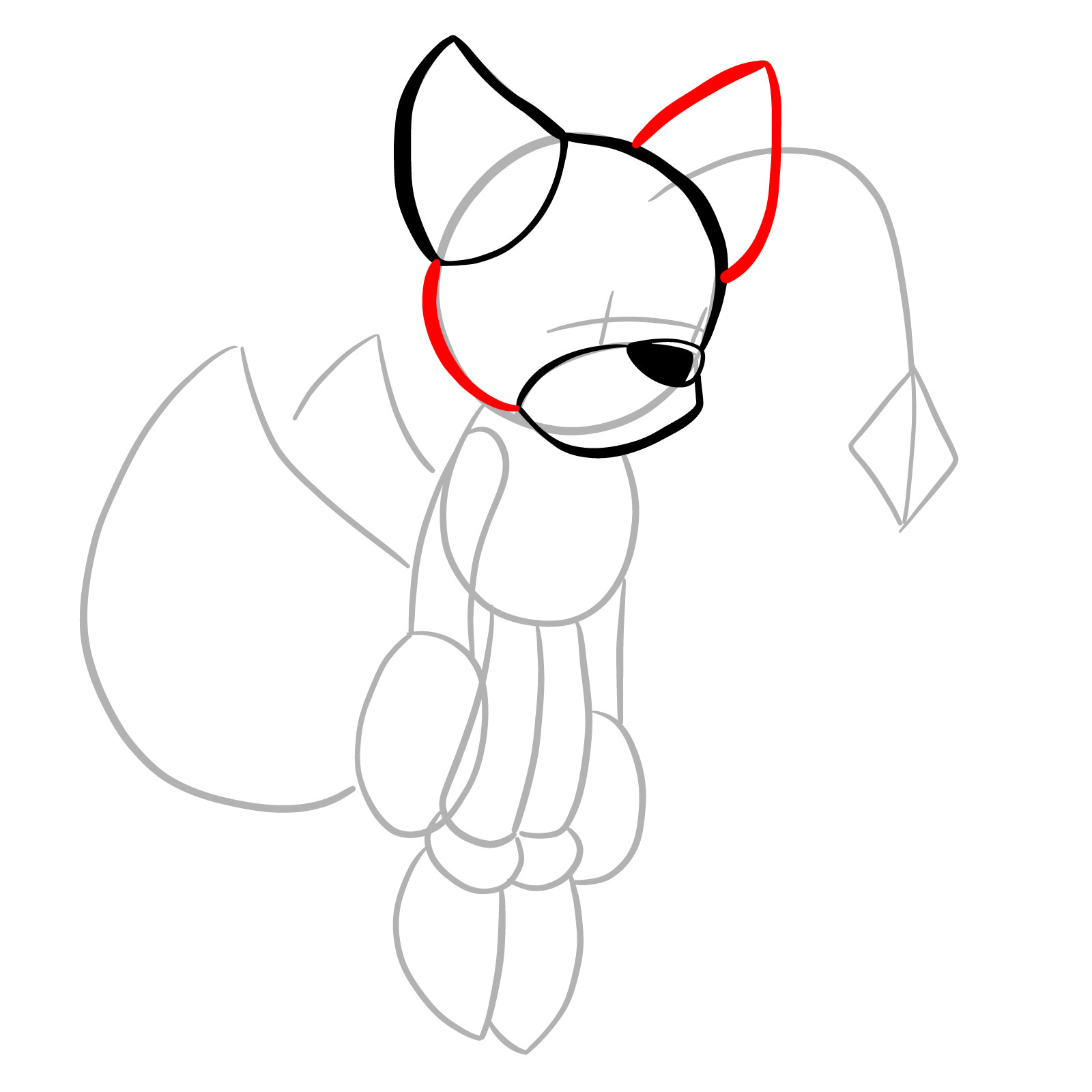 How to draw Tails Doll (FNF) - step 08