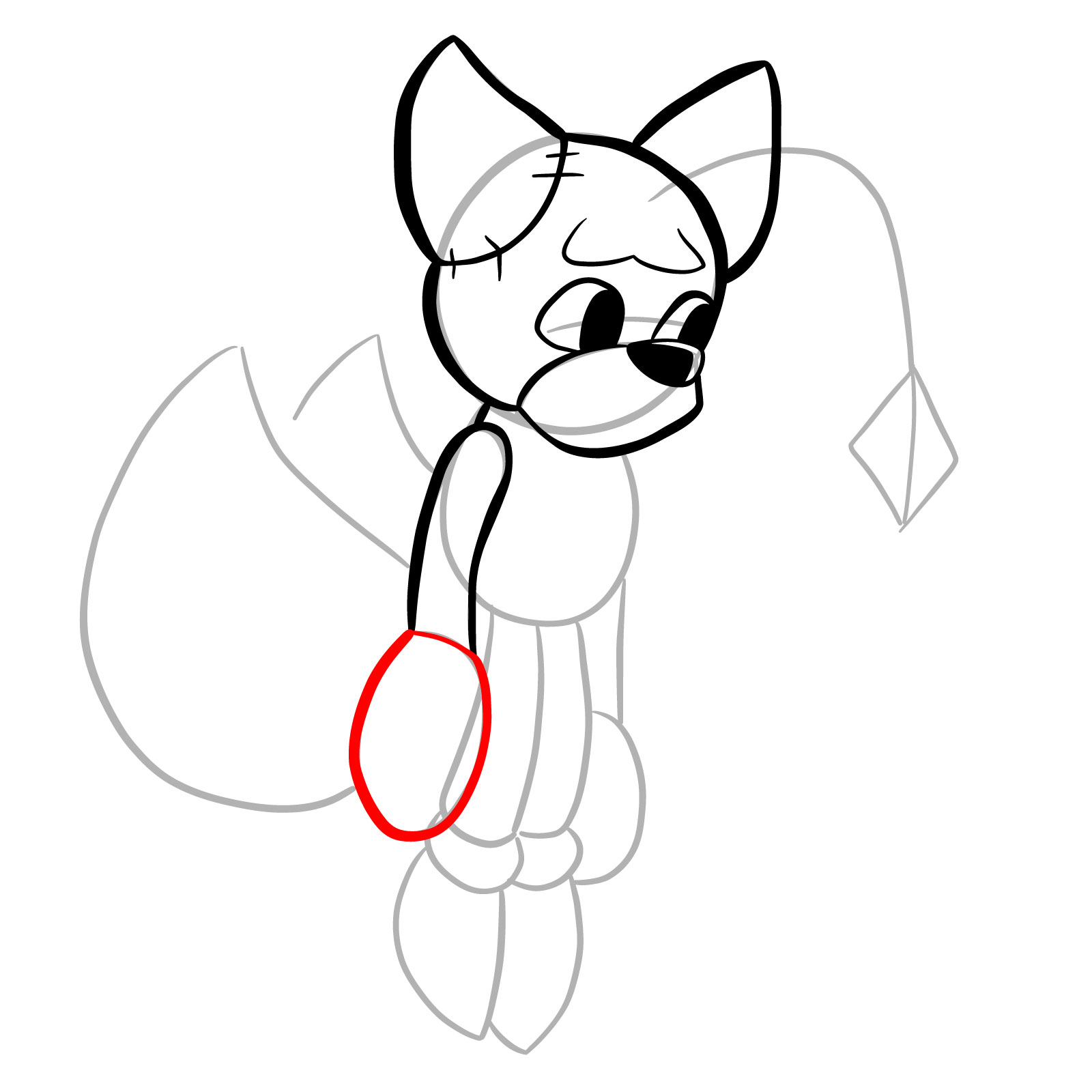 How to draw Tails Doll (FNF) - step 13