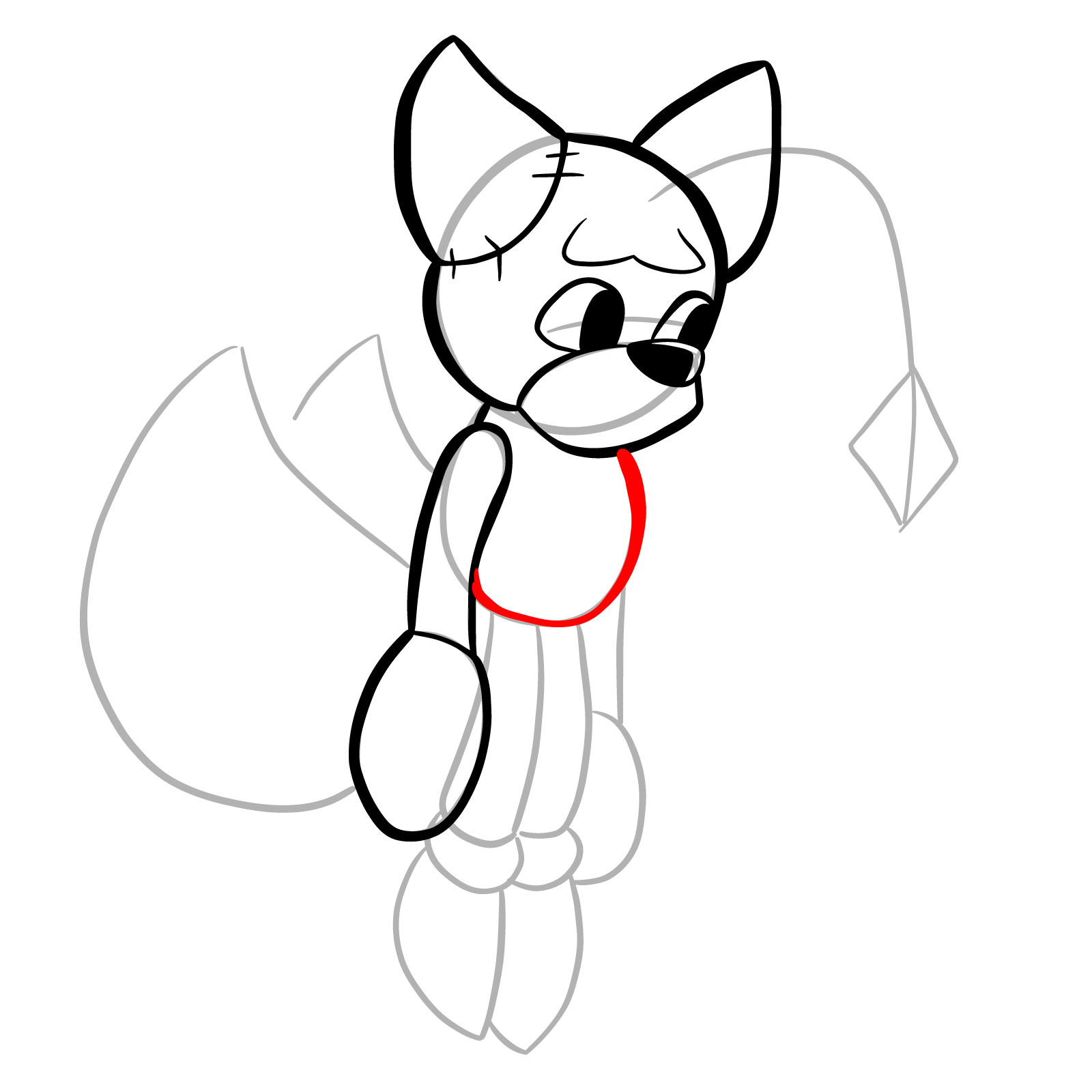 How to draw Tails Doll (FNF) - step 14