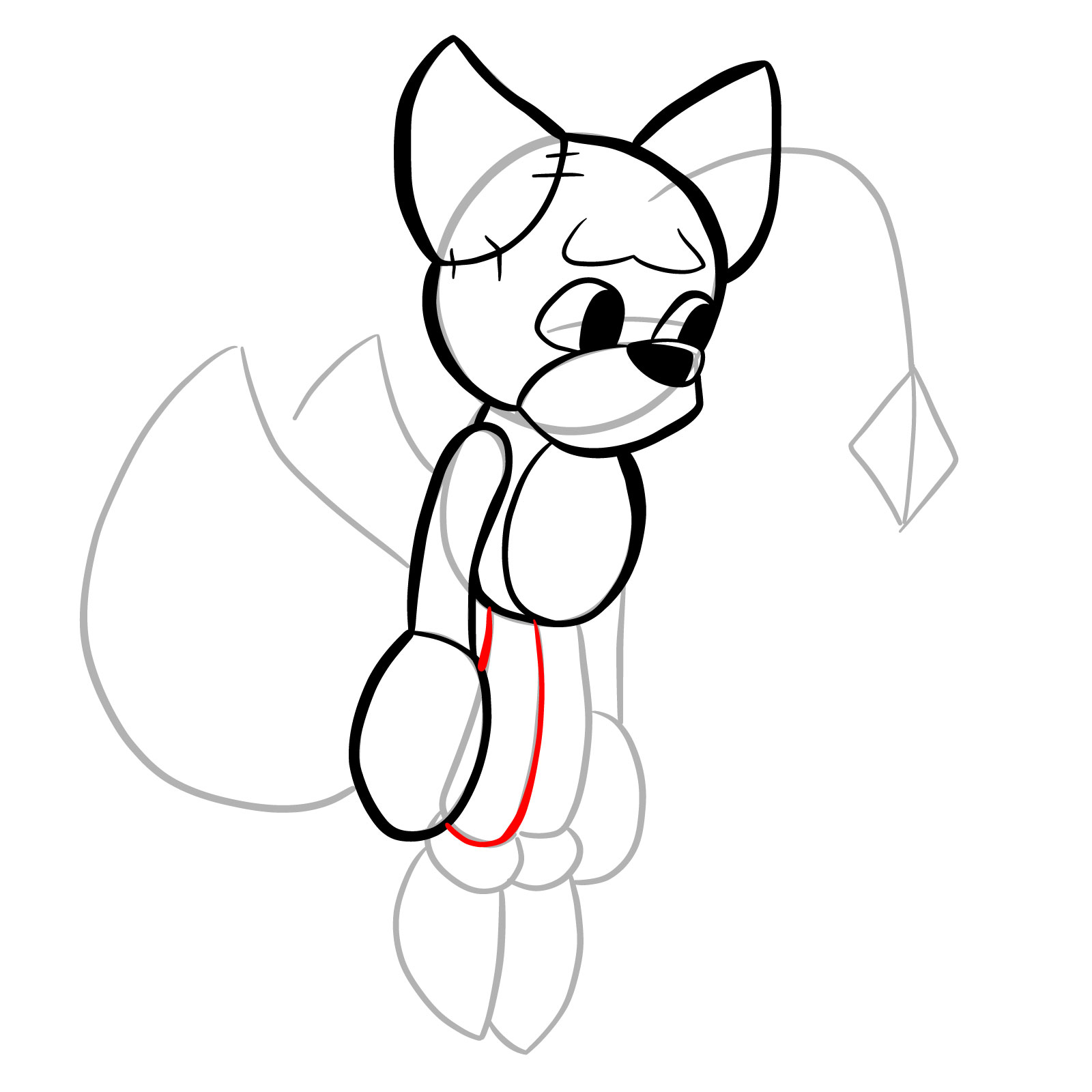 How to draw Tails Doll (FNF) - step 16