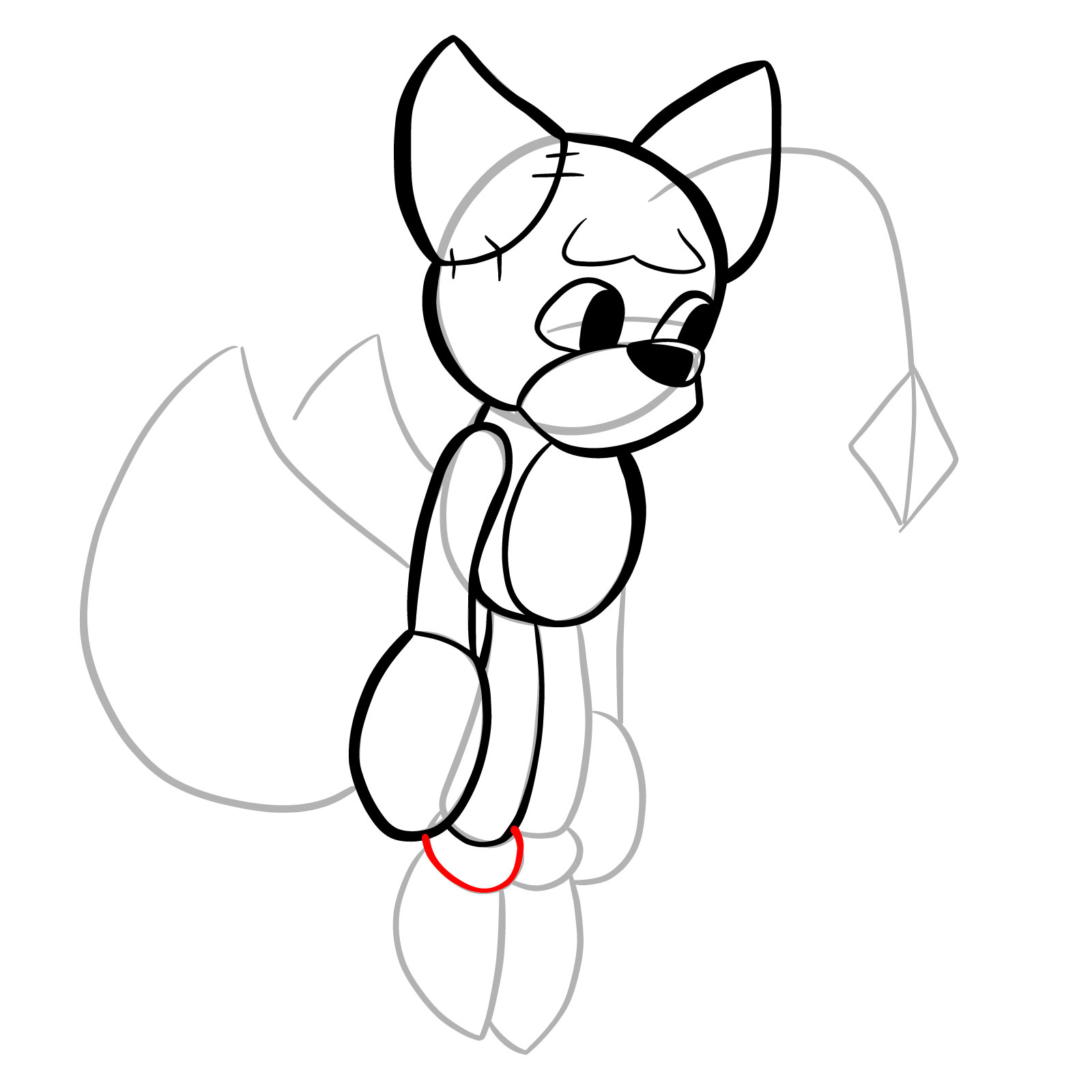 How to draw Tails Doll (FNF) - step 17
