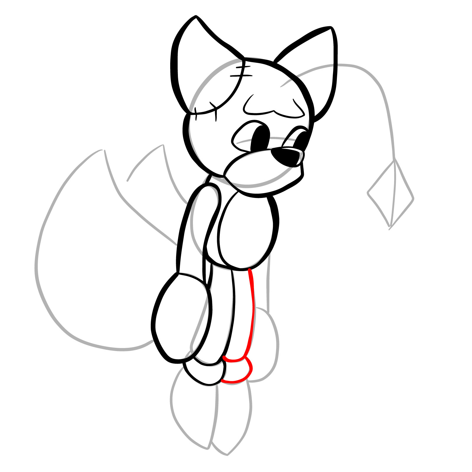 How to draw Tails Doll (FNF) - step 18