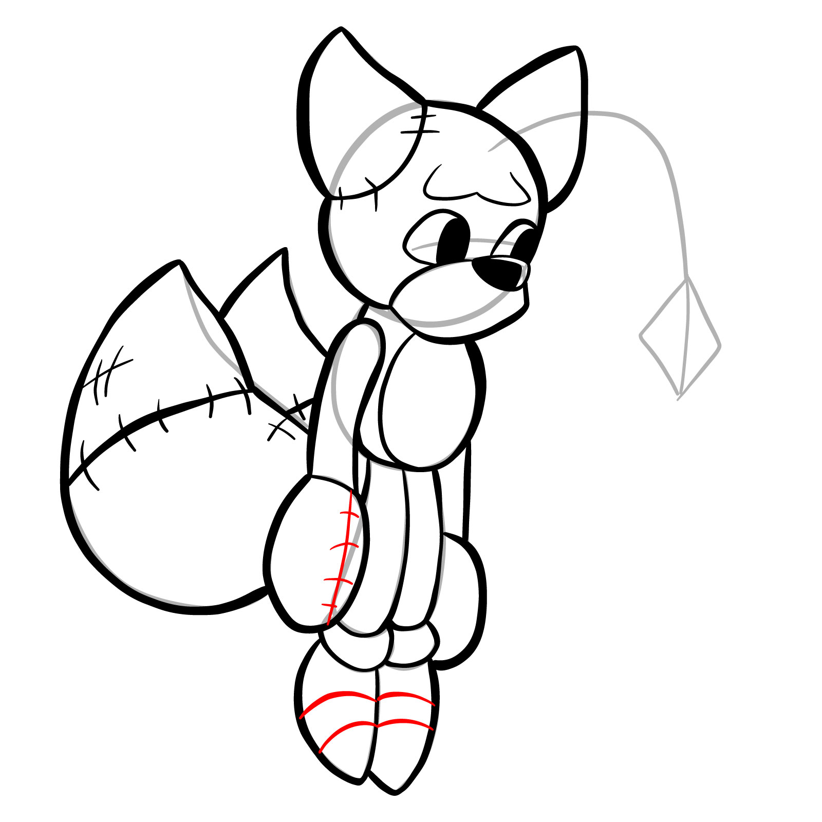 How to draw Tails Doll (FNF) - step 26