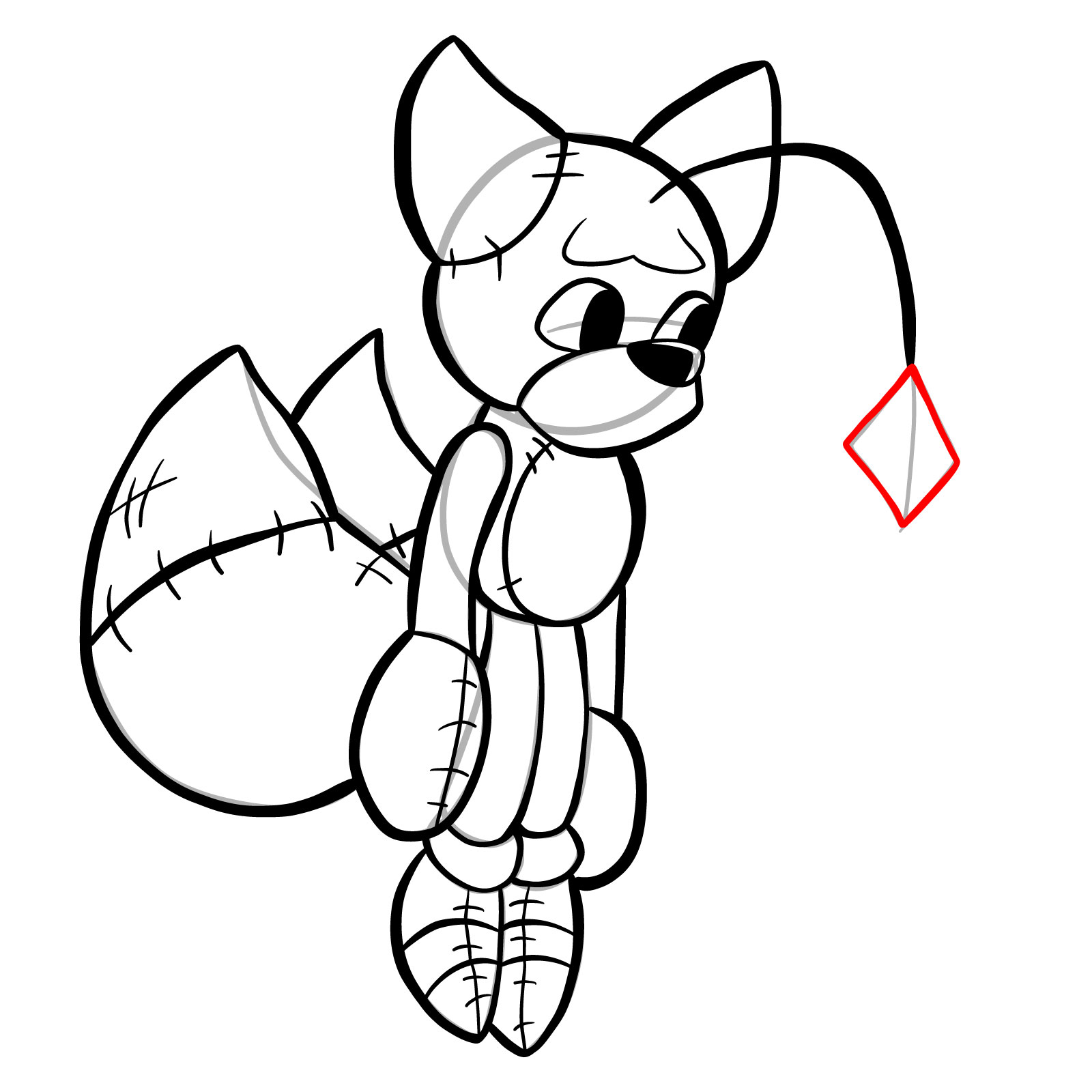 How to draw Tails Doll (FNF) - step 29
