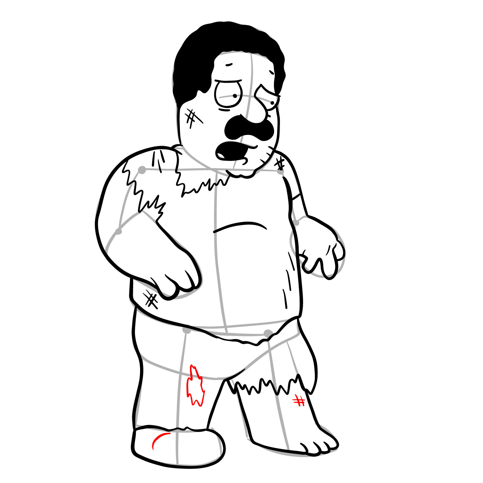 How to draw Cleveland Brown (FNF x Pibby) - step 24