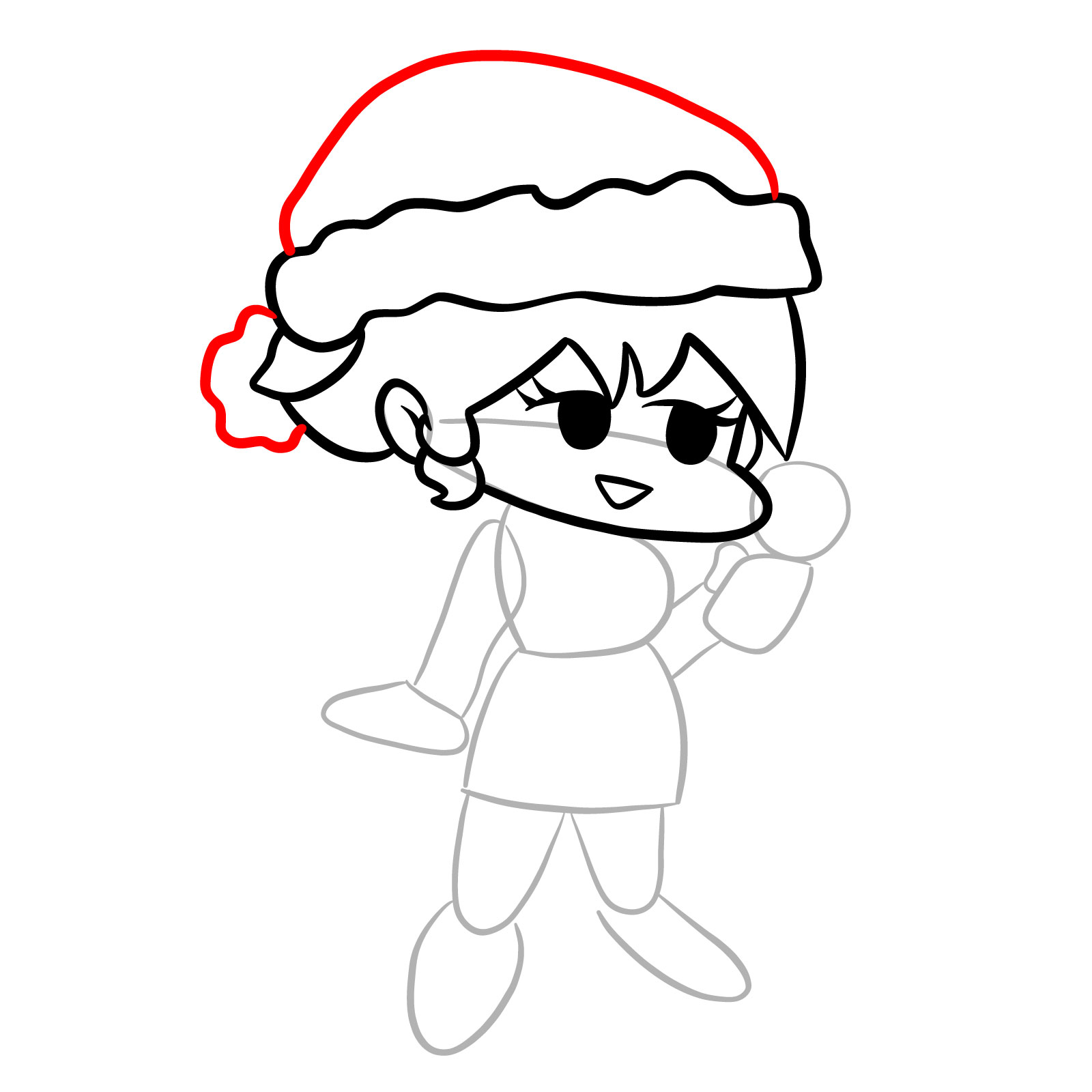 How to draw standing Santa GF - step 12