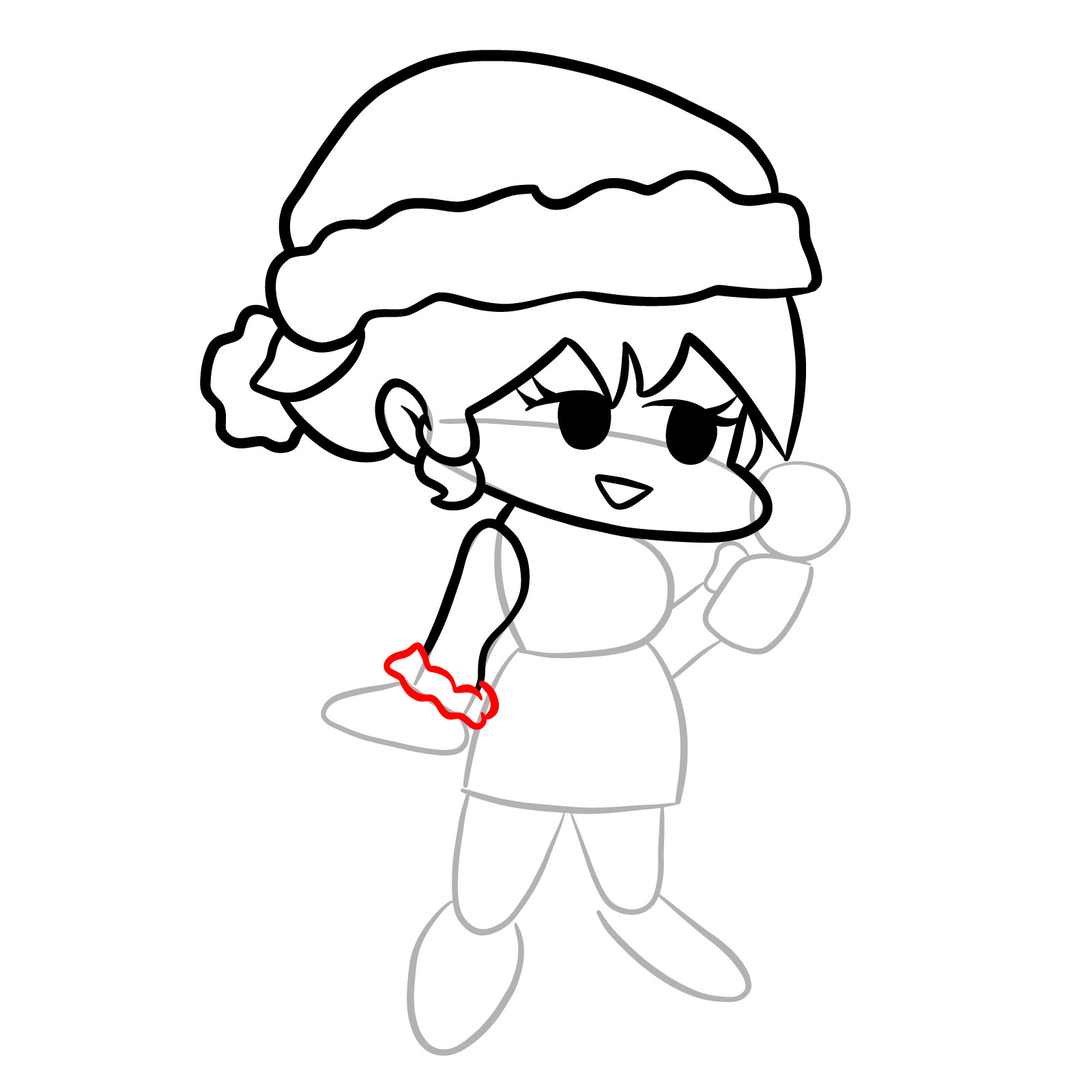 How to draw standing Santa GF - step 14
