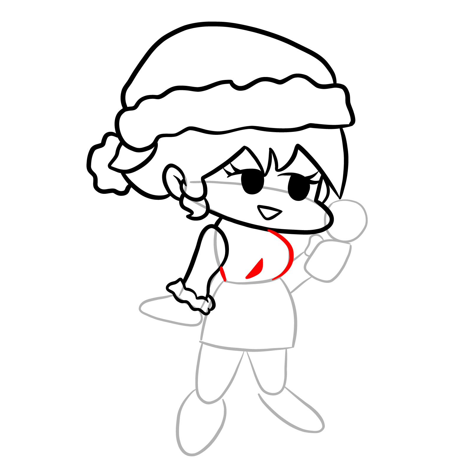 How to draw standing Santa GF - step 15