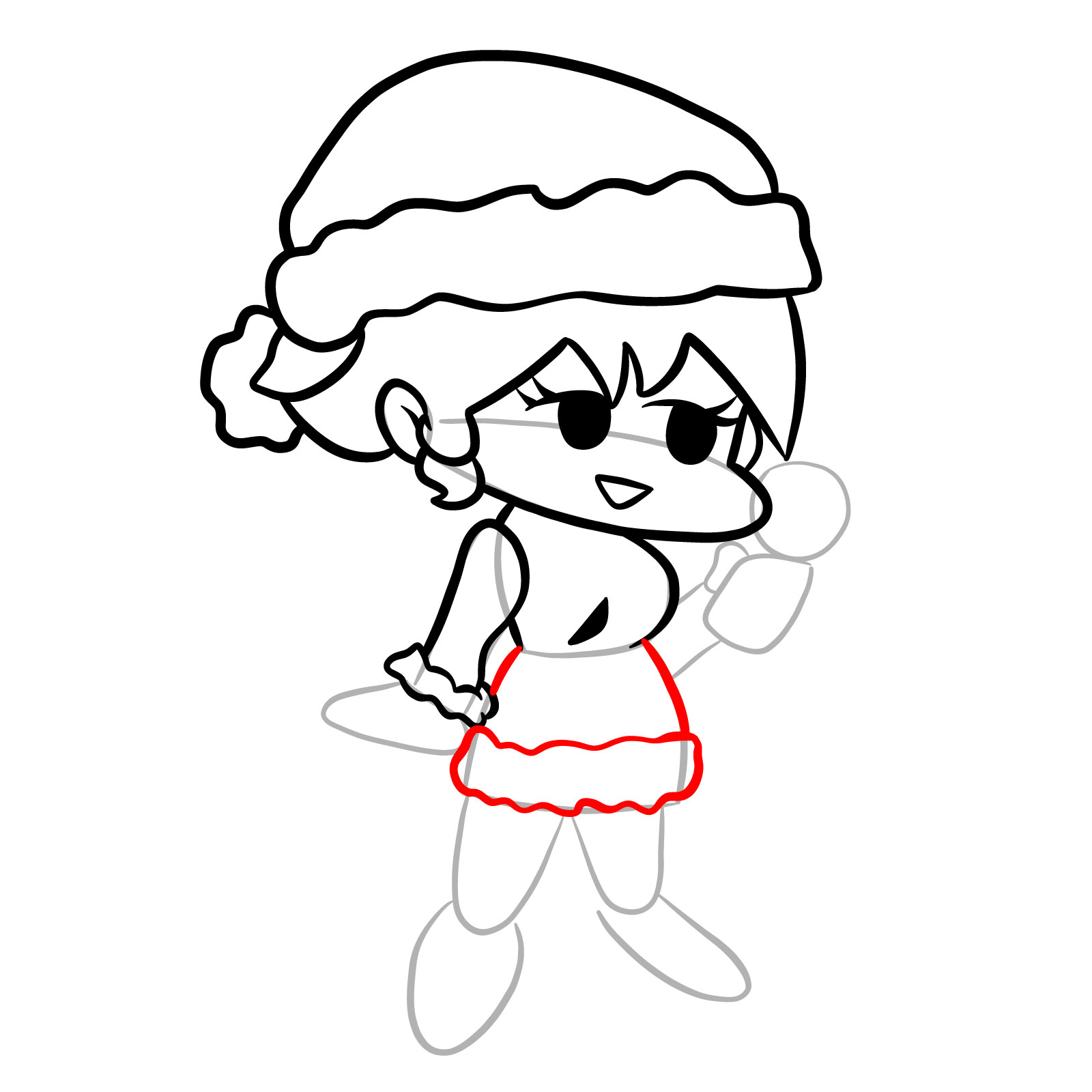 How to draw standing Santa GF - step 16