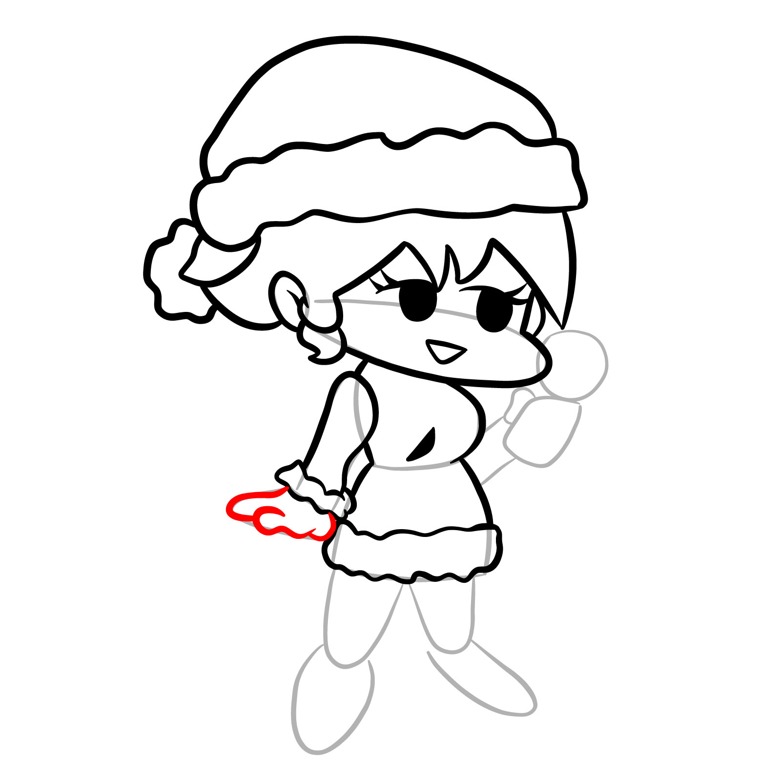 How to draw standing Santa GF - step 17