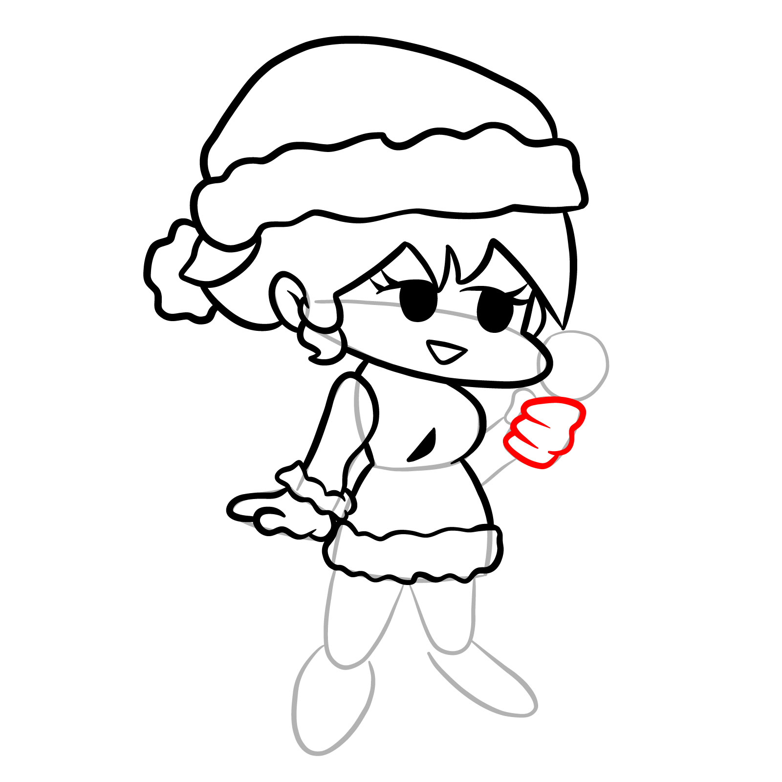 How to draw standing Santa GF - step 18