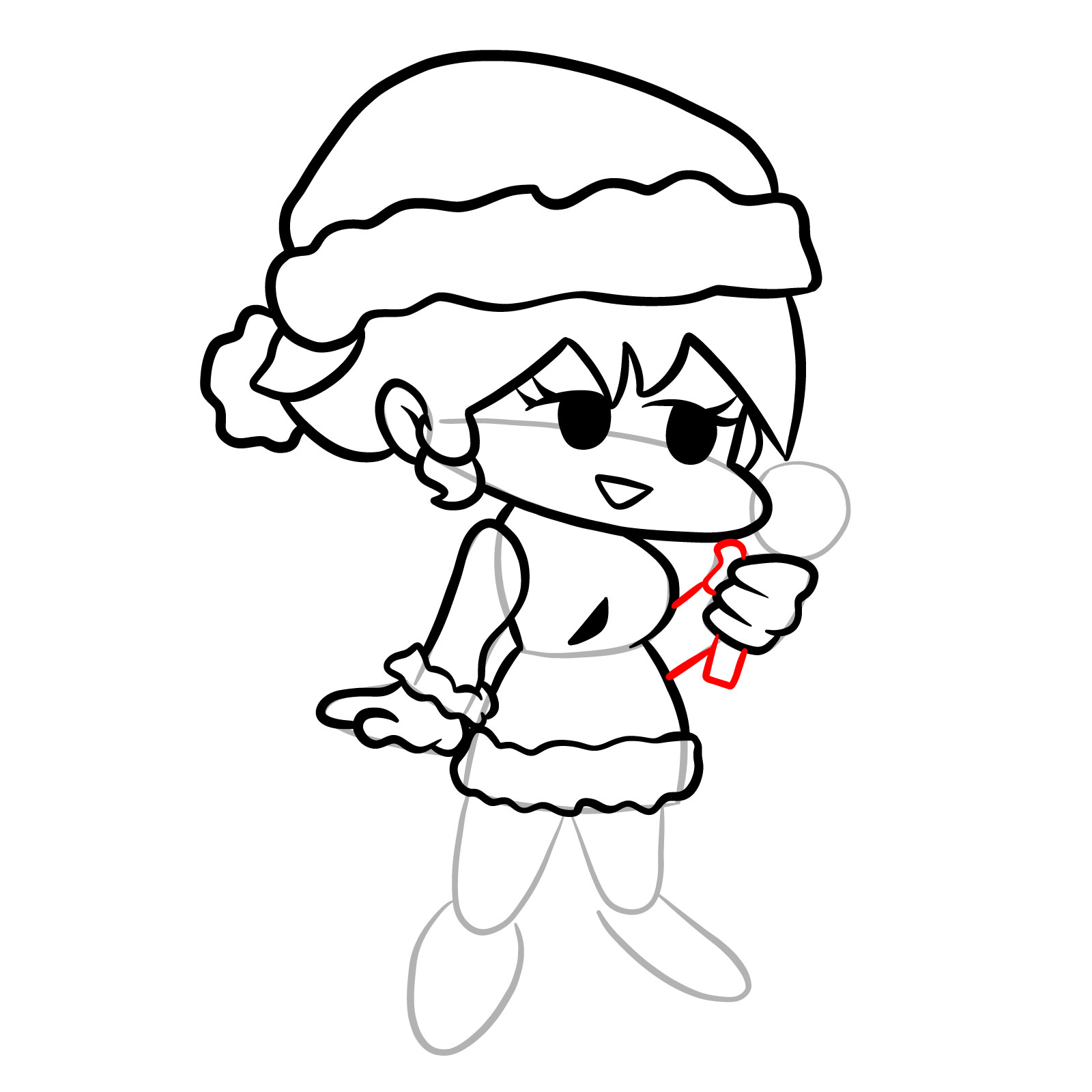 How to draw standing Santa GF - step 19