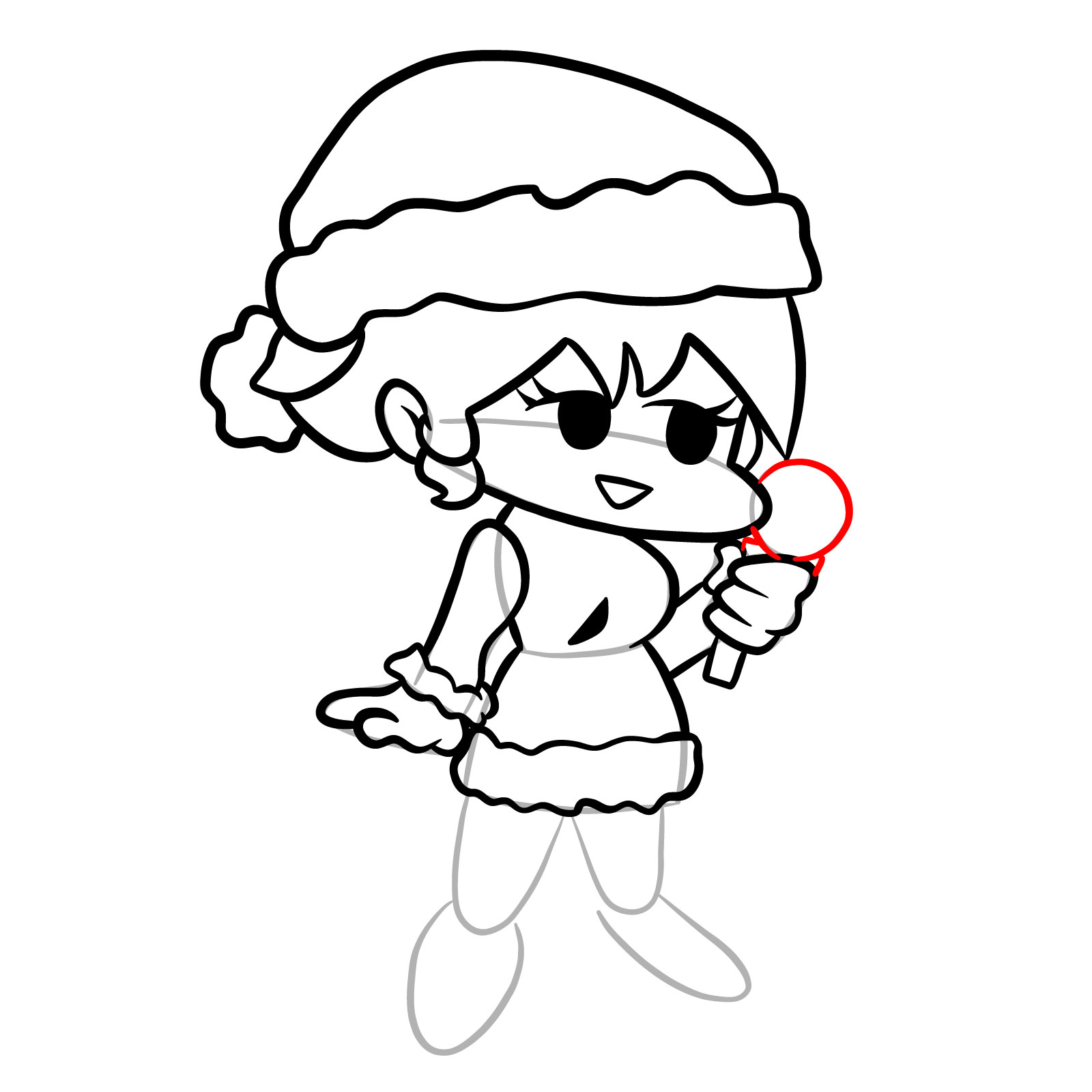 How to draw standing Santa GF - step 20