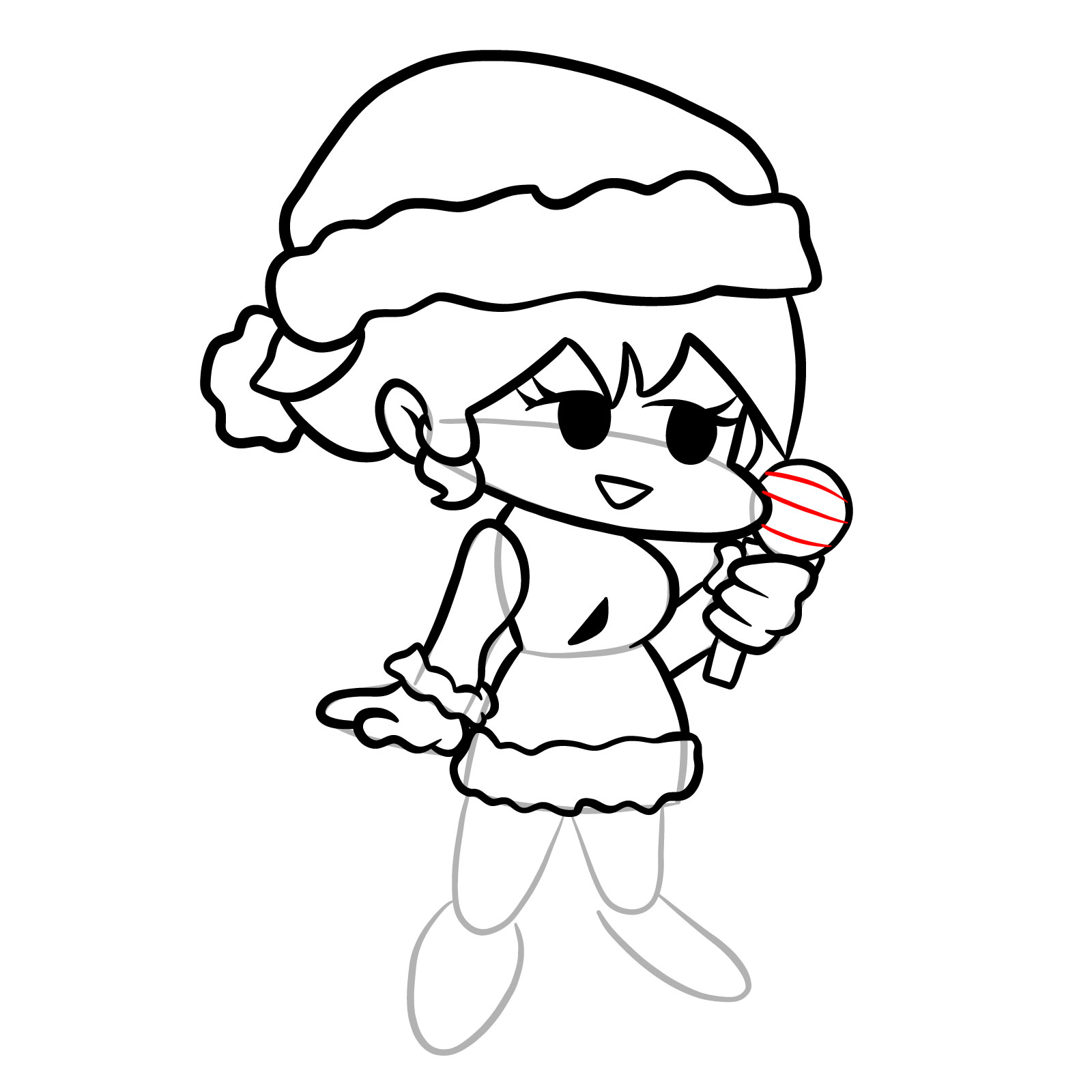 How to draw standing Santa GF - step 21