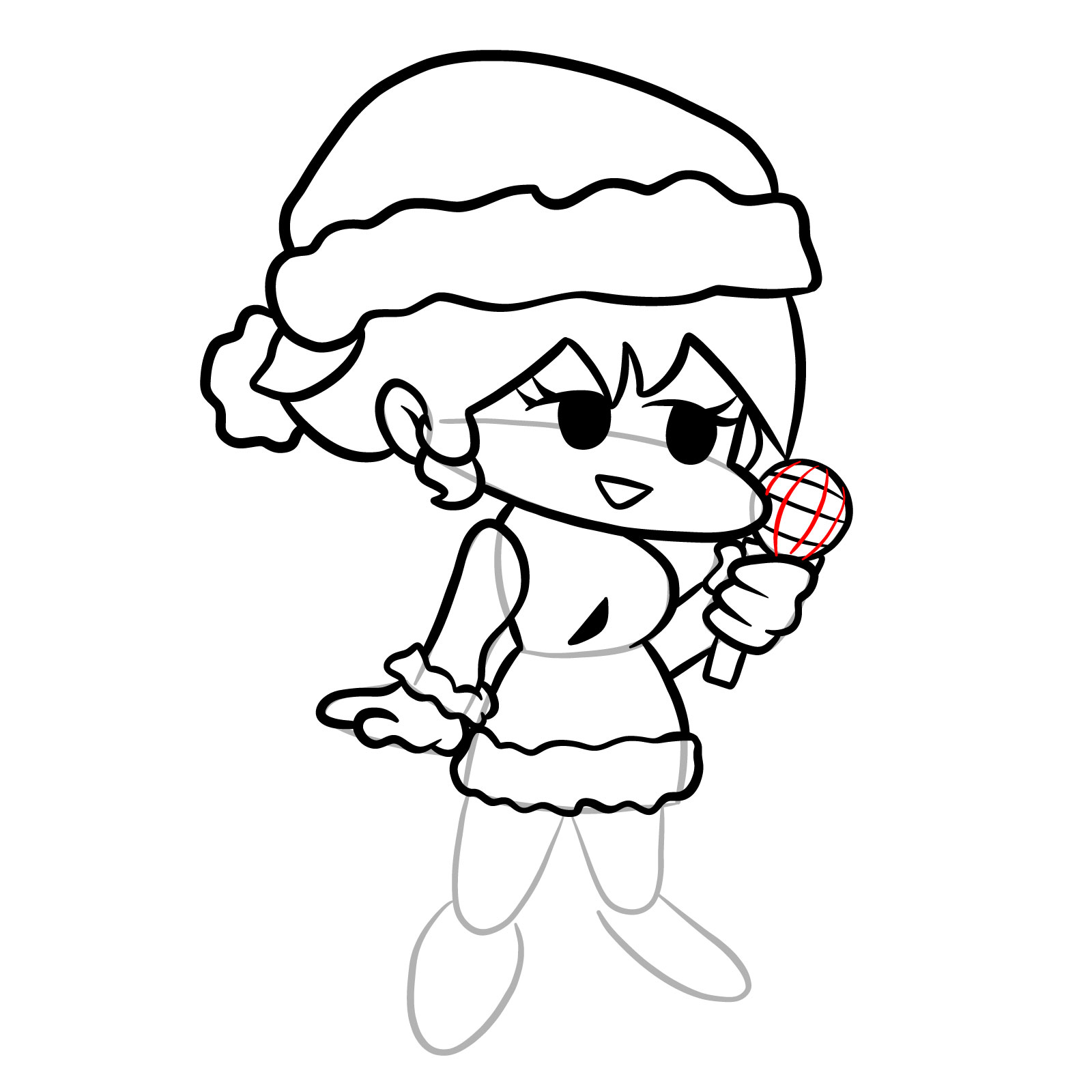How to draw standing Santa GF - step 22