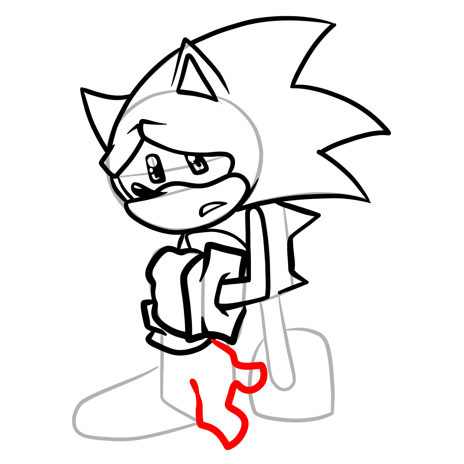 How to draw Fleetway Sonic Chaos Nightmare - step 18