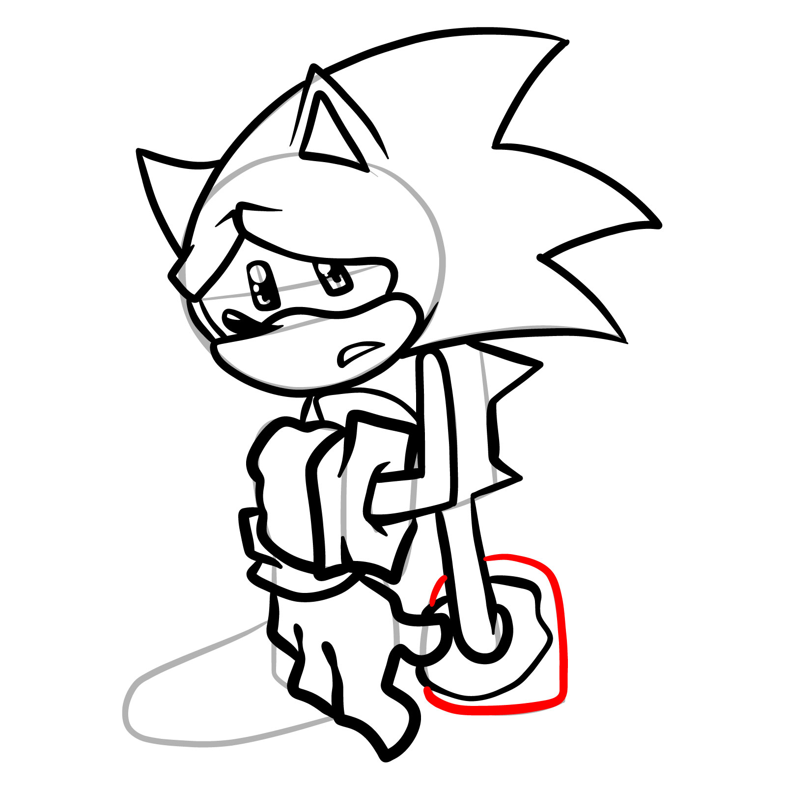 How to draw Fleetway Sonic Chaos Nightmare - step 22