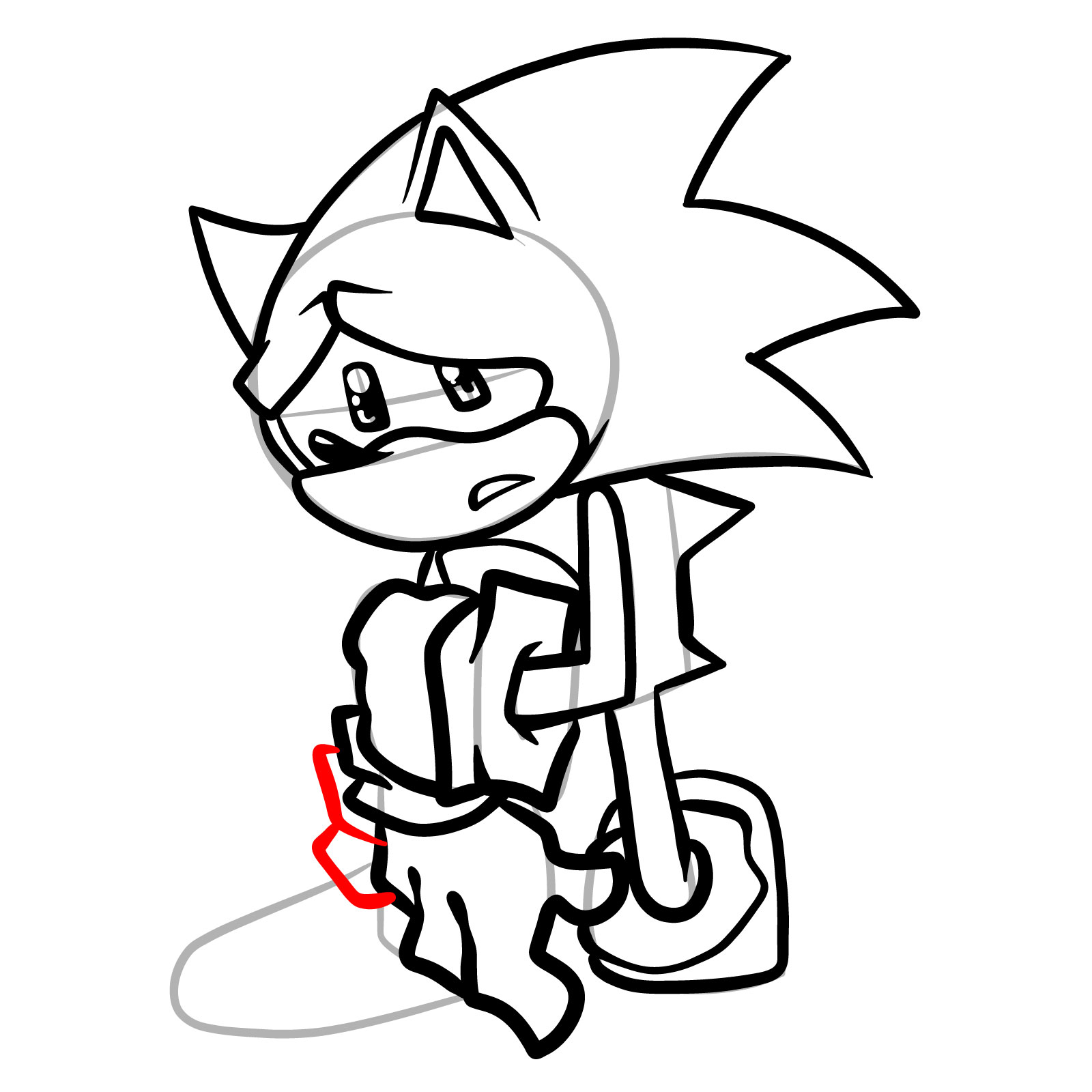 How to draw Fleetway Sonic Chaos Nightmare - step 23