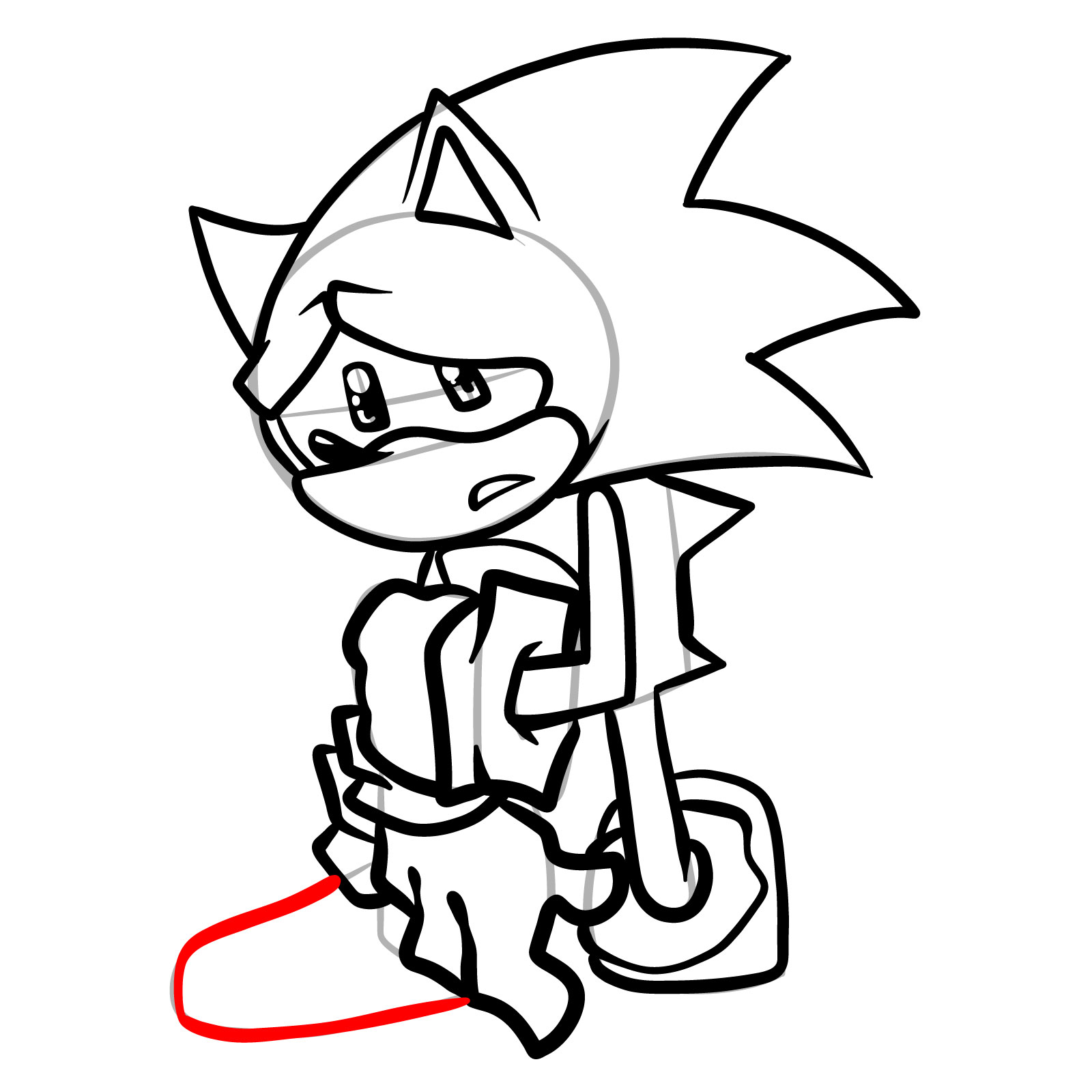 How to draw Fleetway Sonic Chaos Nightmare - step 24