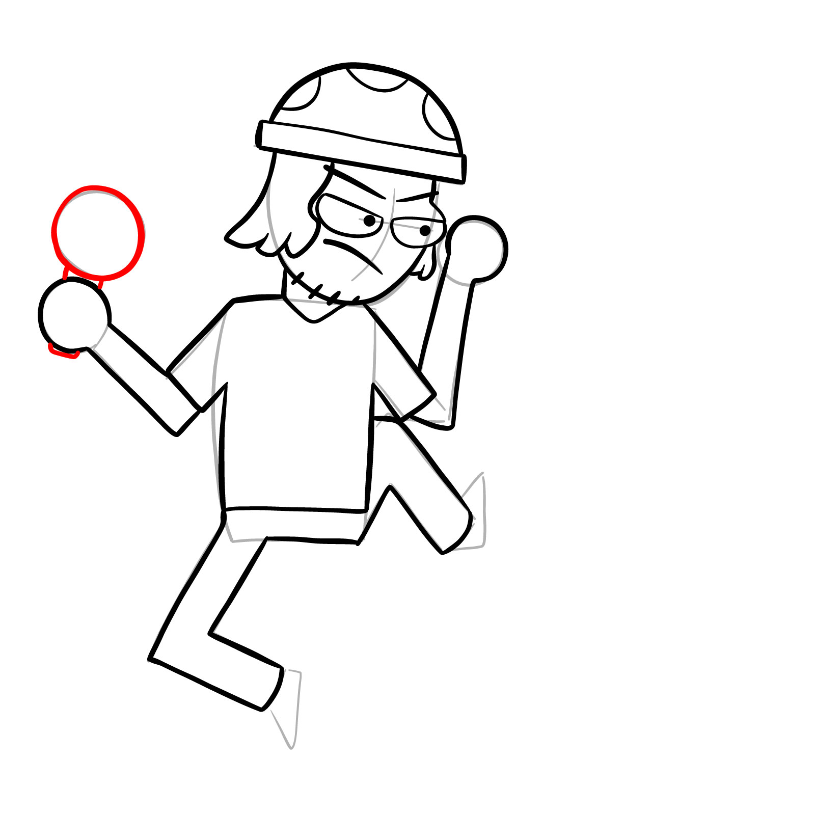How to draw Suction Cup Man - step 19