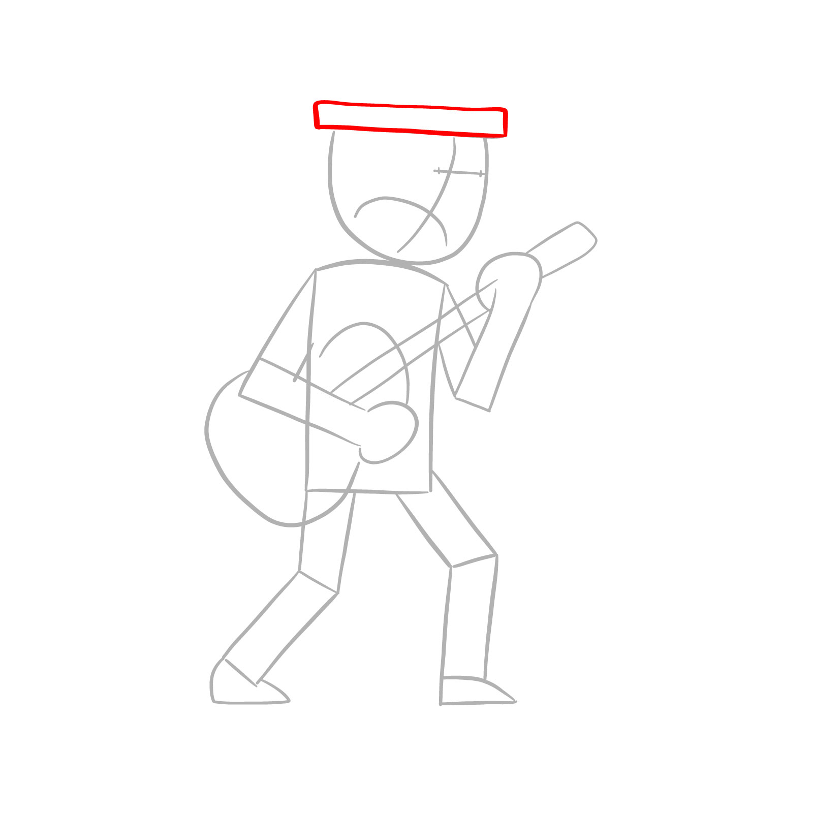 How to draw Suction Cup Man with a guitar - step 04