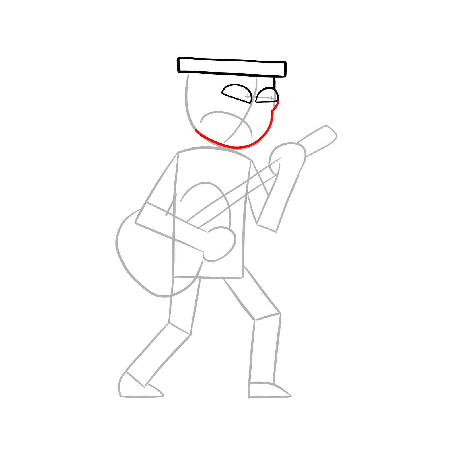 How to draw Suction Cup Man with a guitar - step 06