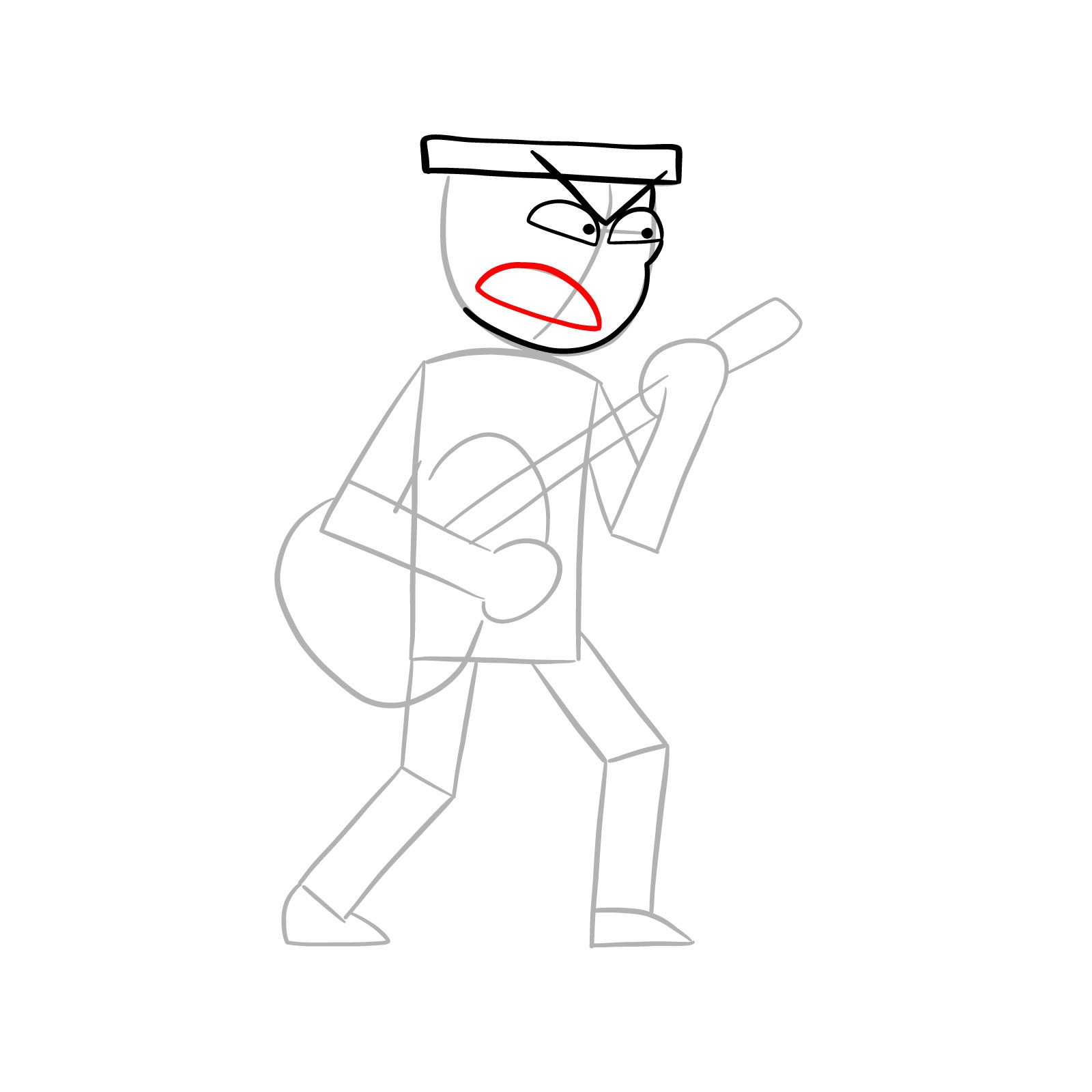 How to draw Suction Cup Man with a guitar - step 08