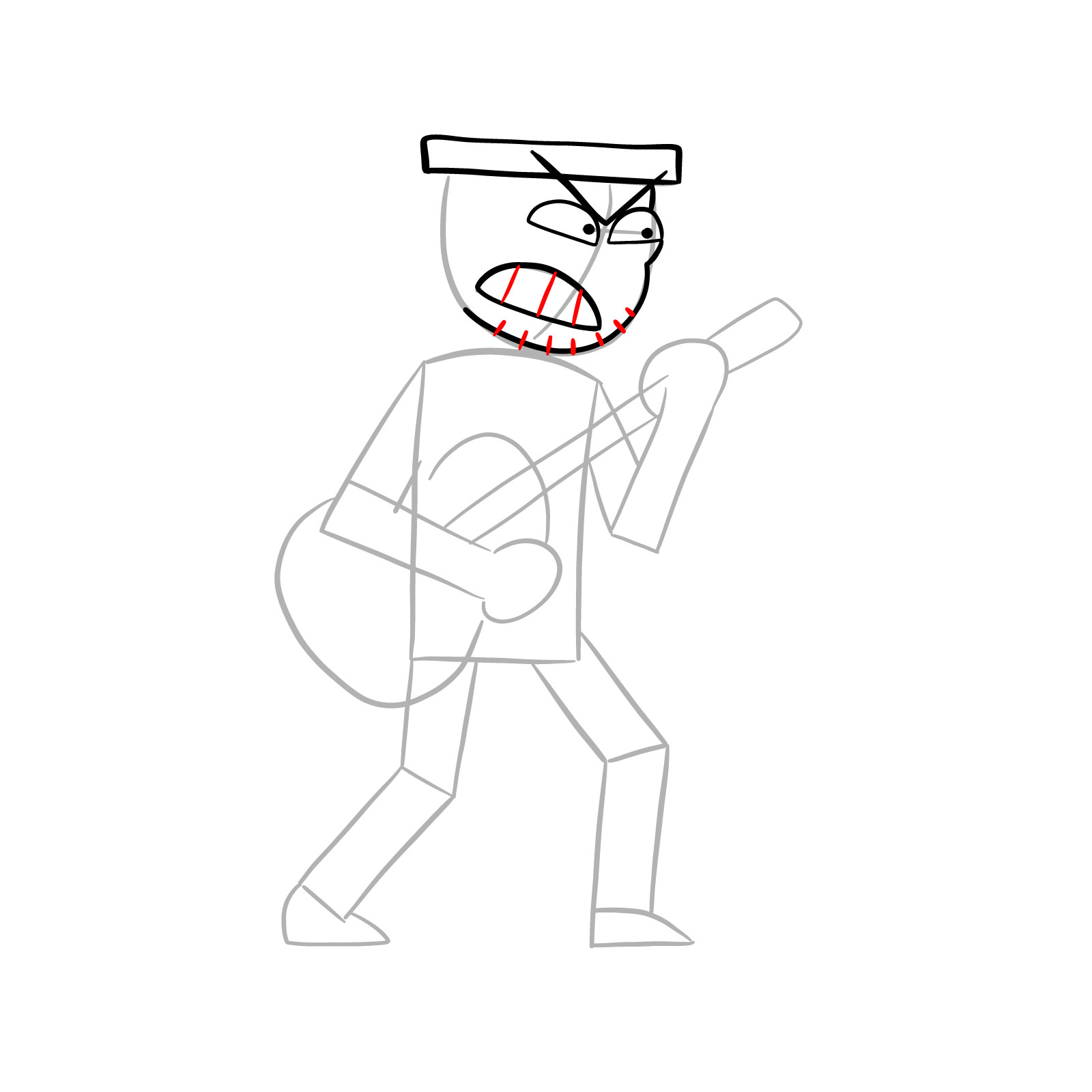 How to draw Suction Cup Man with a guitar - step 09