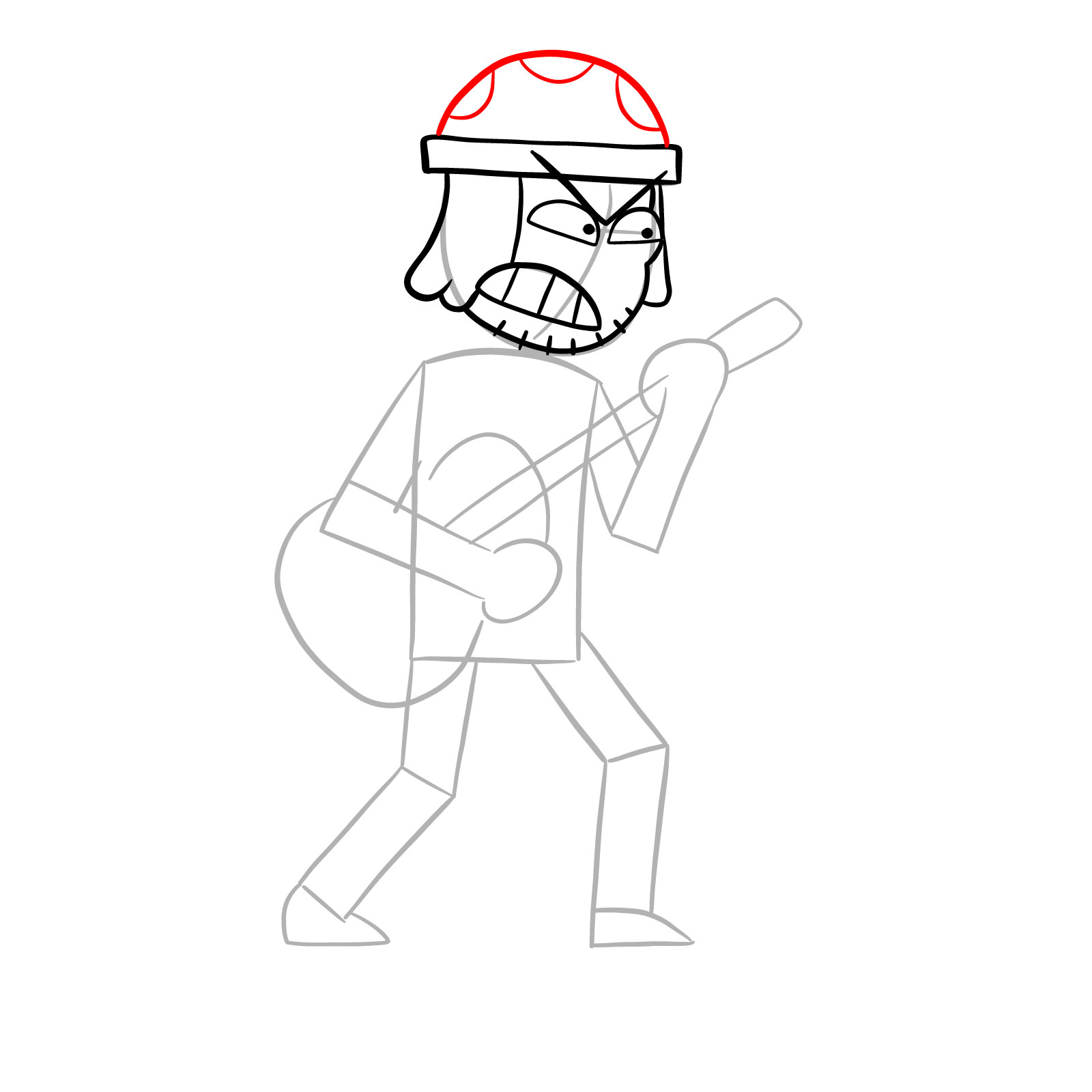 How to draw Suction Cup Man with a guitar - step 11