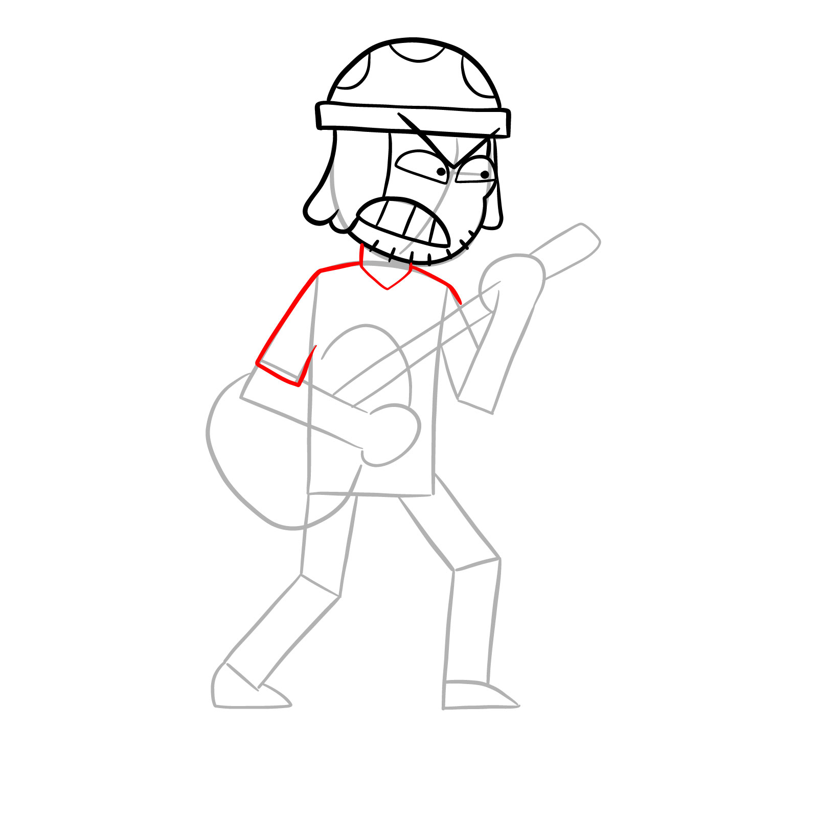 How to draw Suction Cup Man with a guitar - step 12