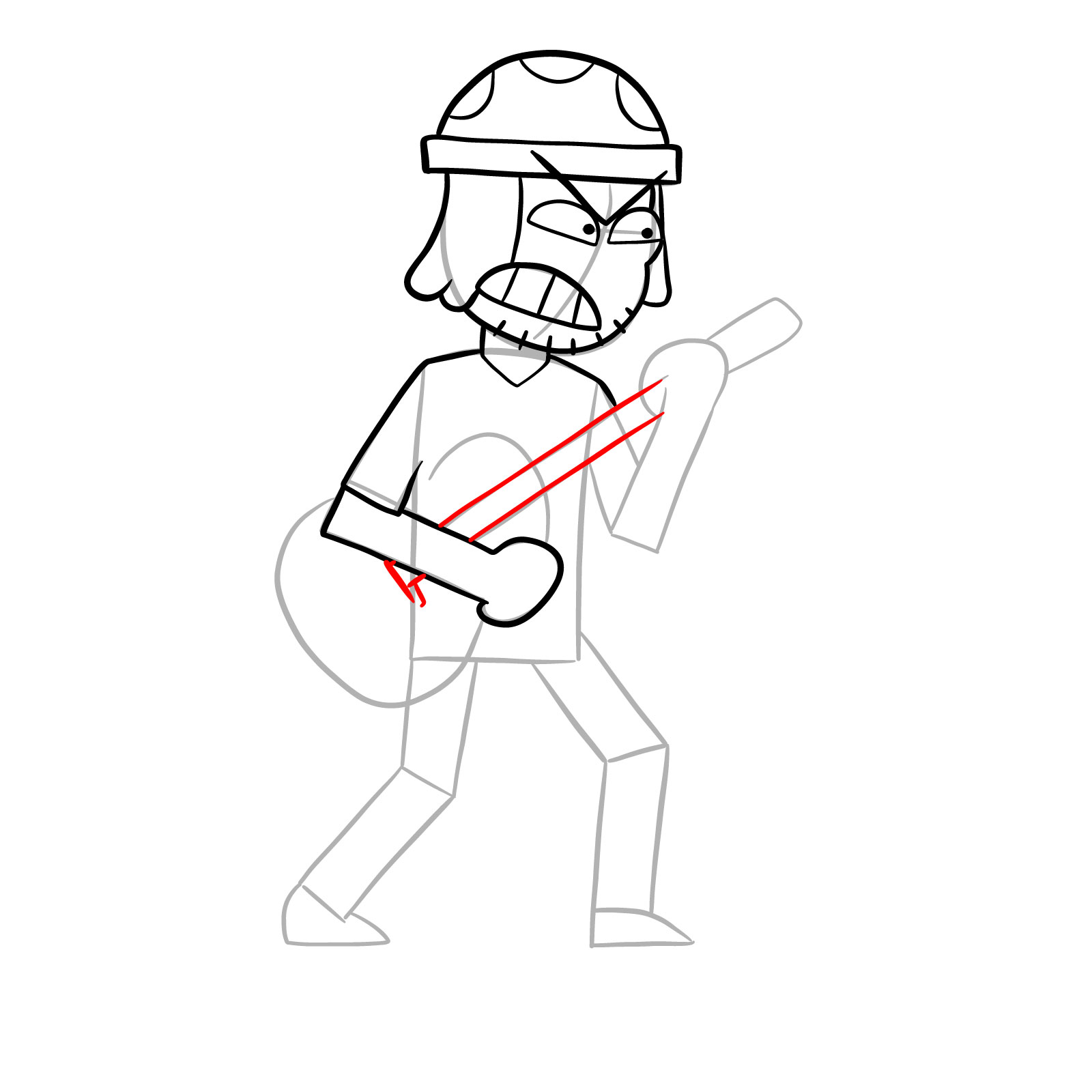 How to draw Suction Cup Man with a guitar - step 14