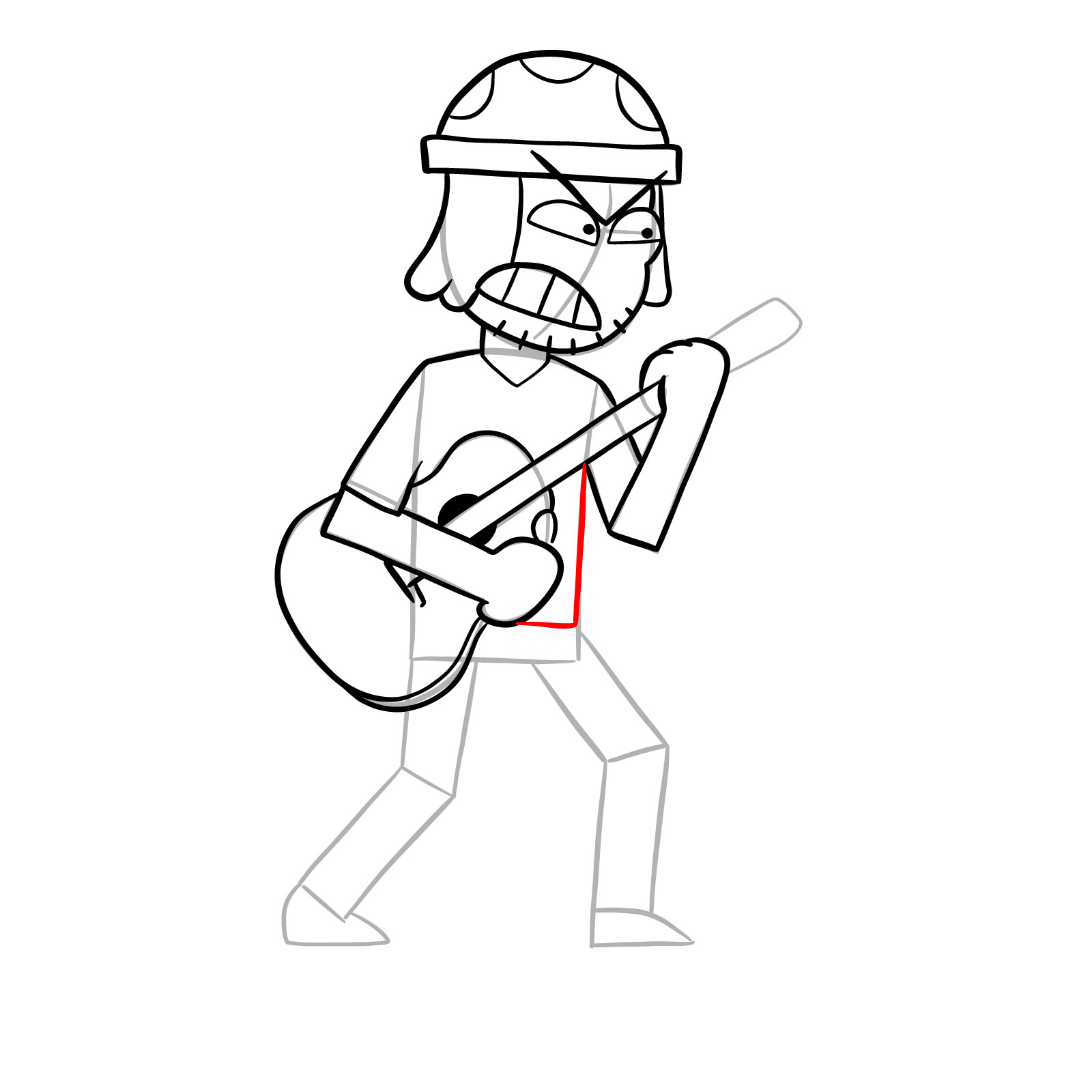 How to draw Suction Cup Man with a guitar - step 19