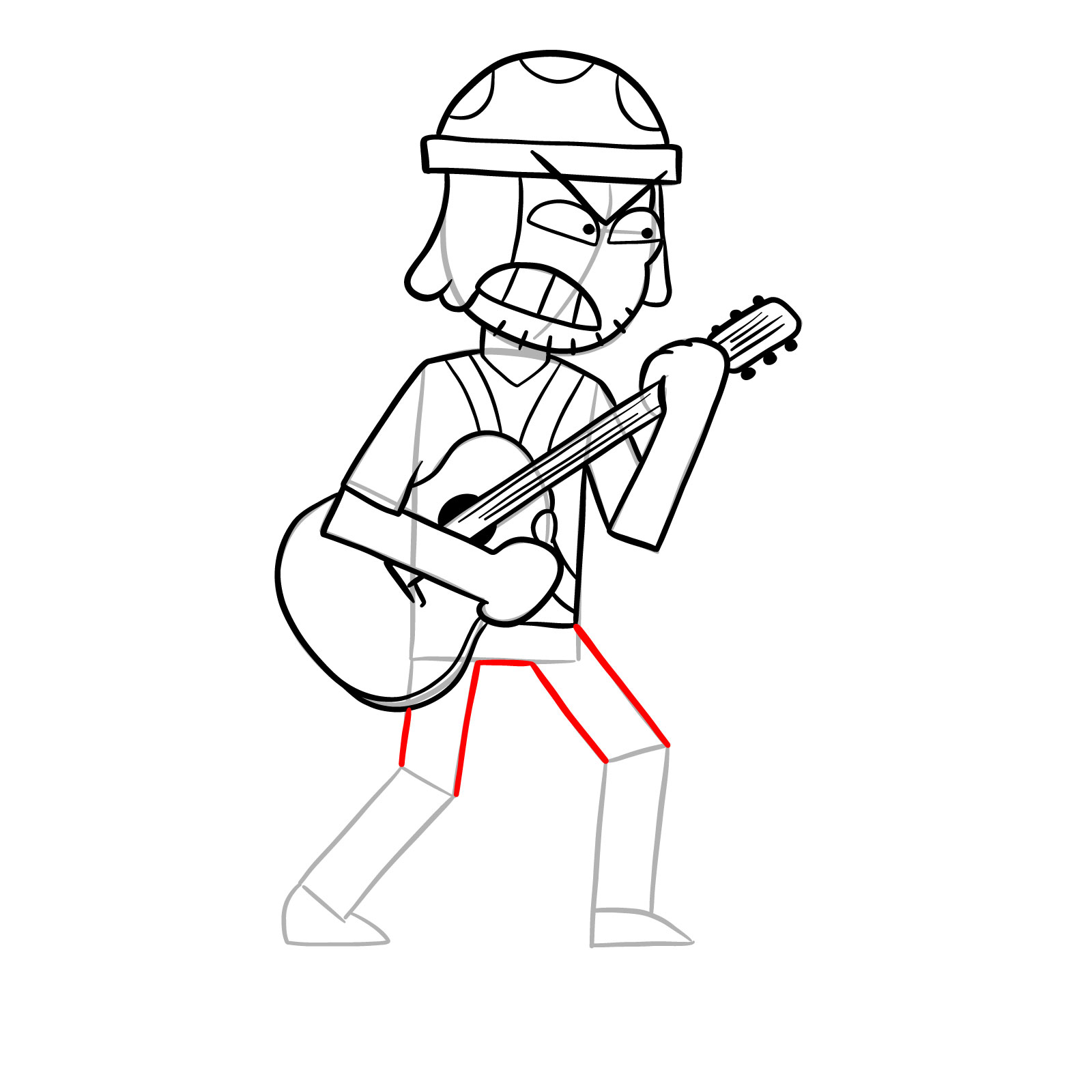 How to draw Suction Cup Man with a guitar - step 22