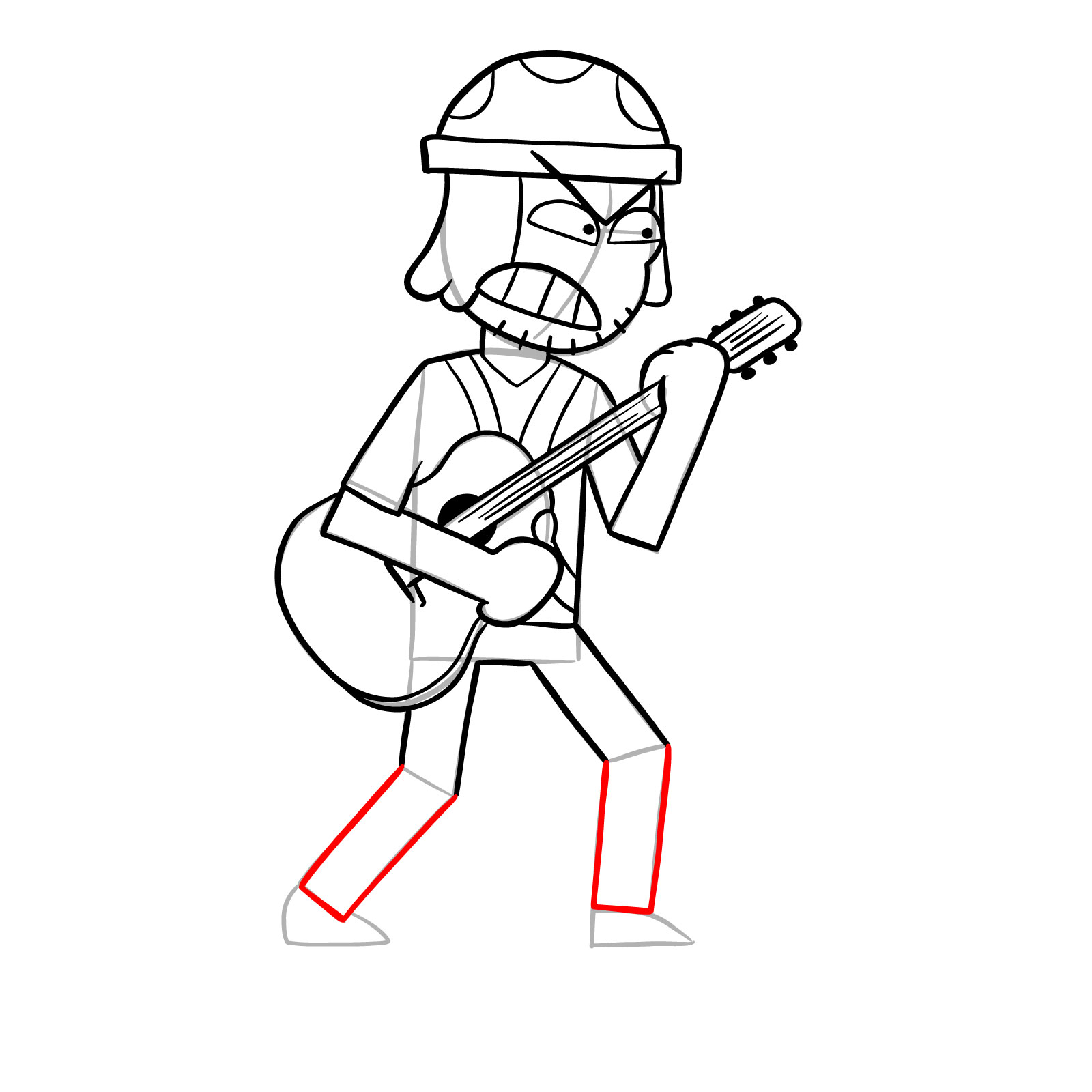 How to draw Suction Cup Man with a guitar - step 23