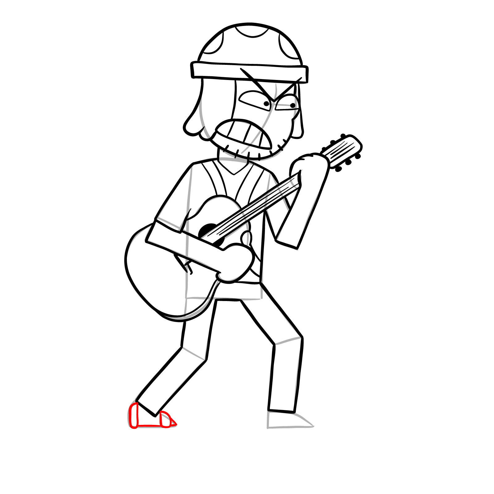 How to draw Suction Cup Man with a guitar - step 24