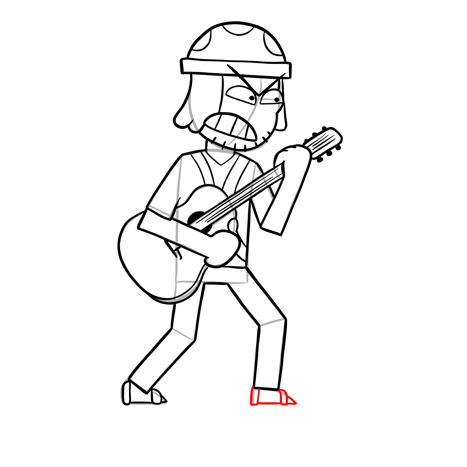 How to draw Suction Cup Man with a guitar - step 25