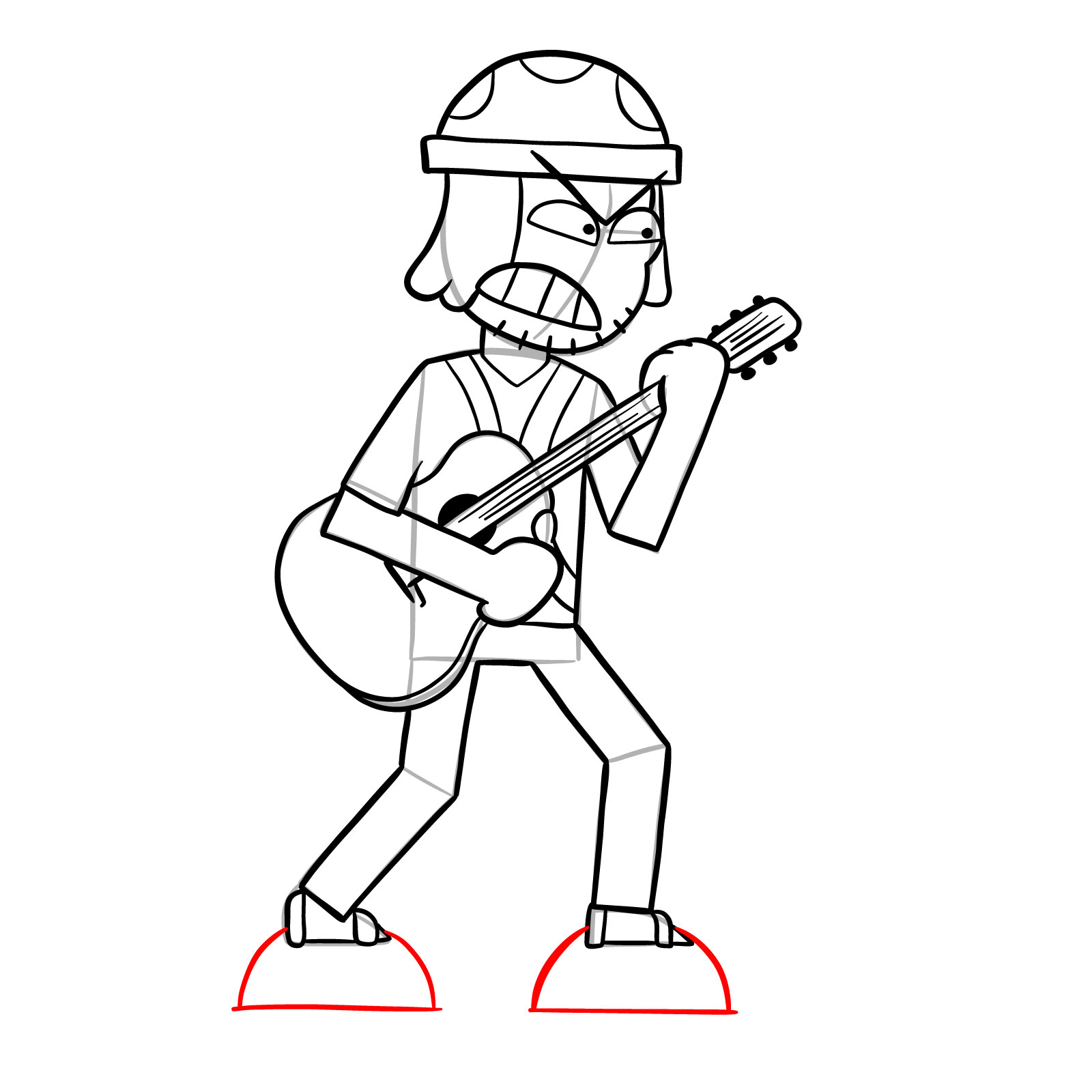 How to draw Suction Cup Man with a guitar - step 26