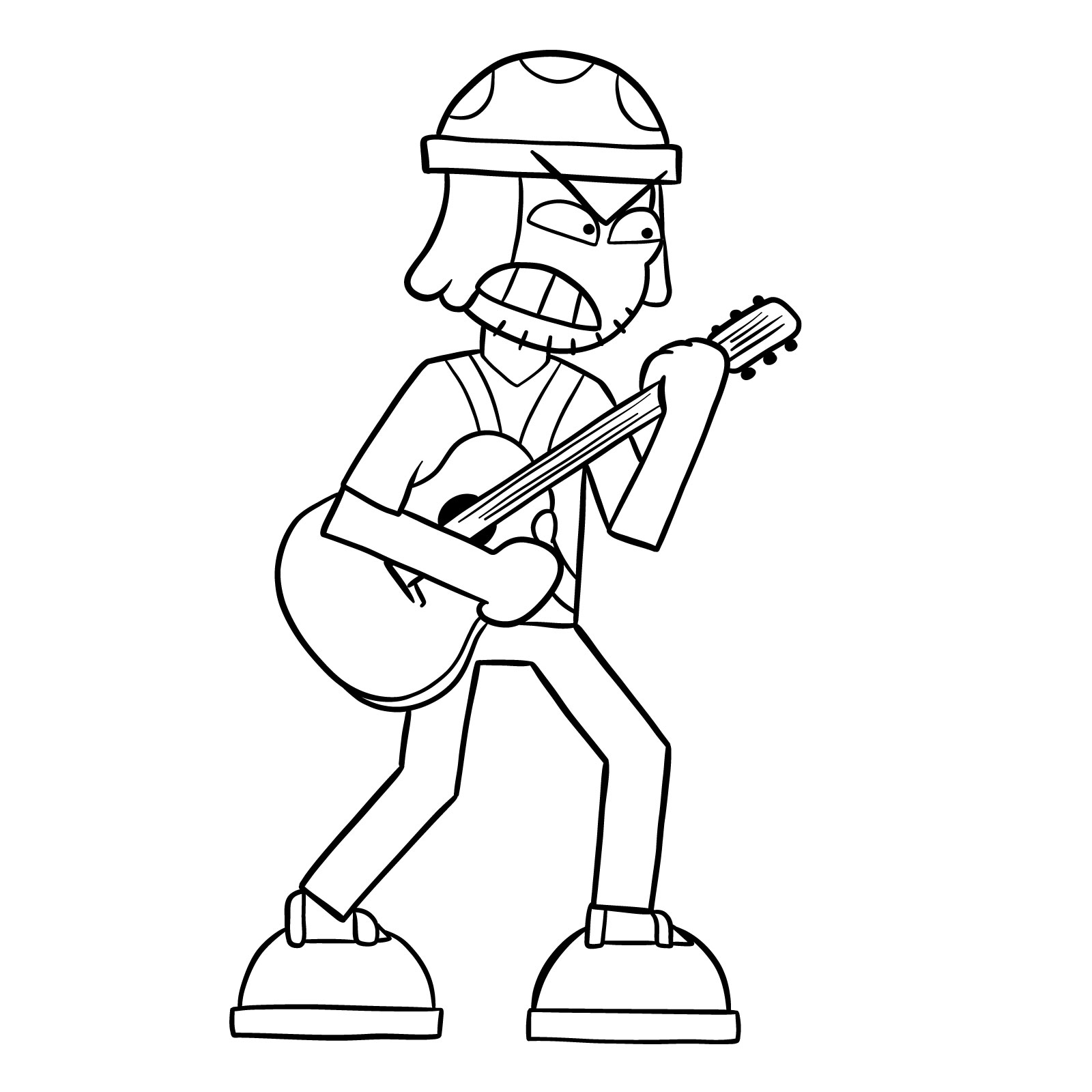 How to draw Suction Cup Man with a guitar - final step