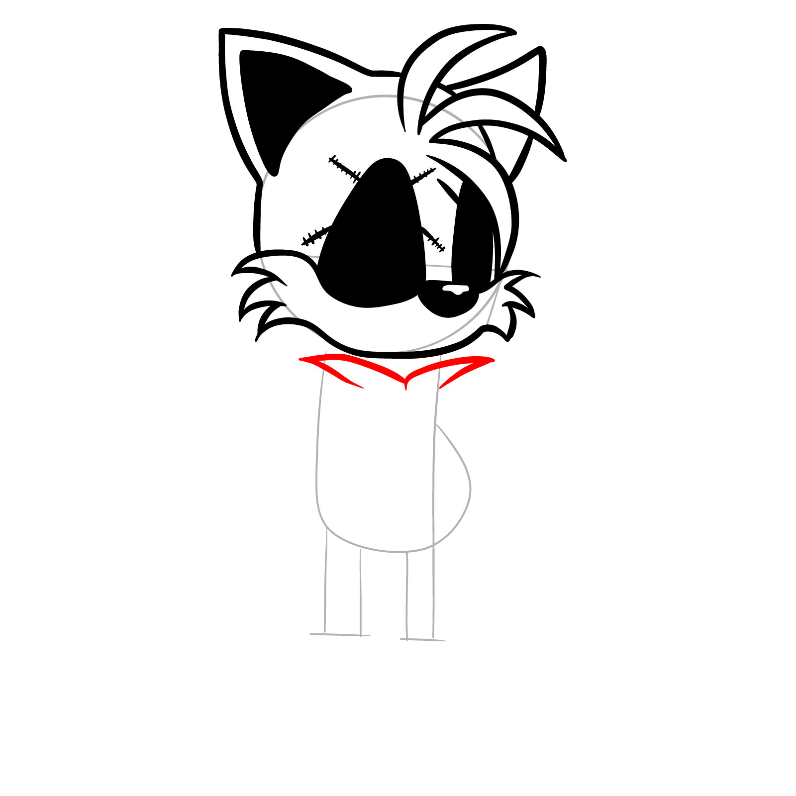 How to draw Soul Tails from FNF - step 12
