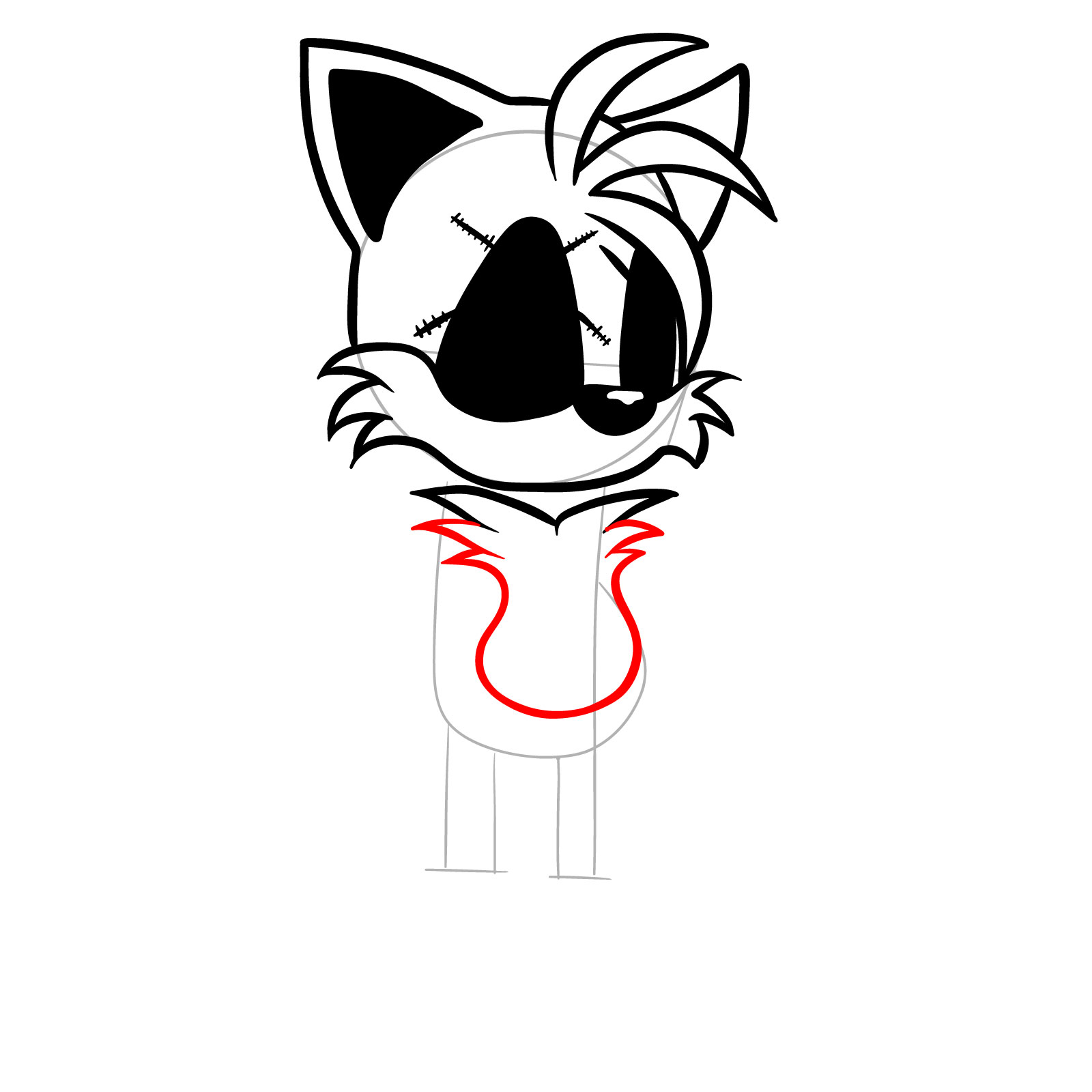 How to draw Soul Tails from FNF - step 13