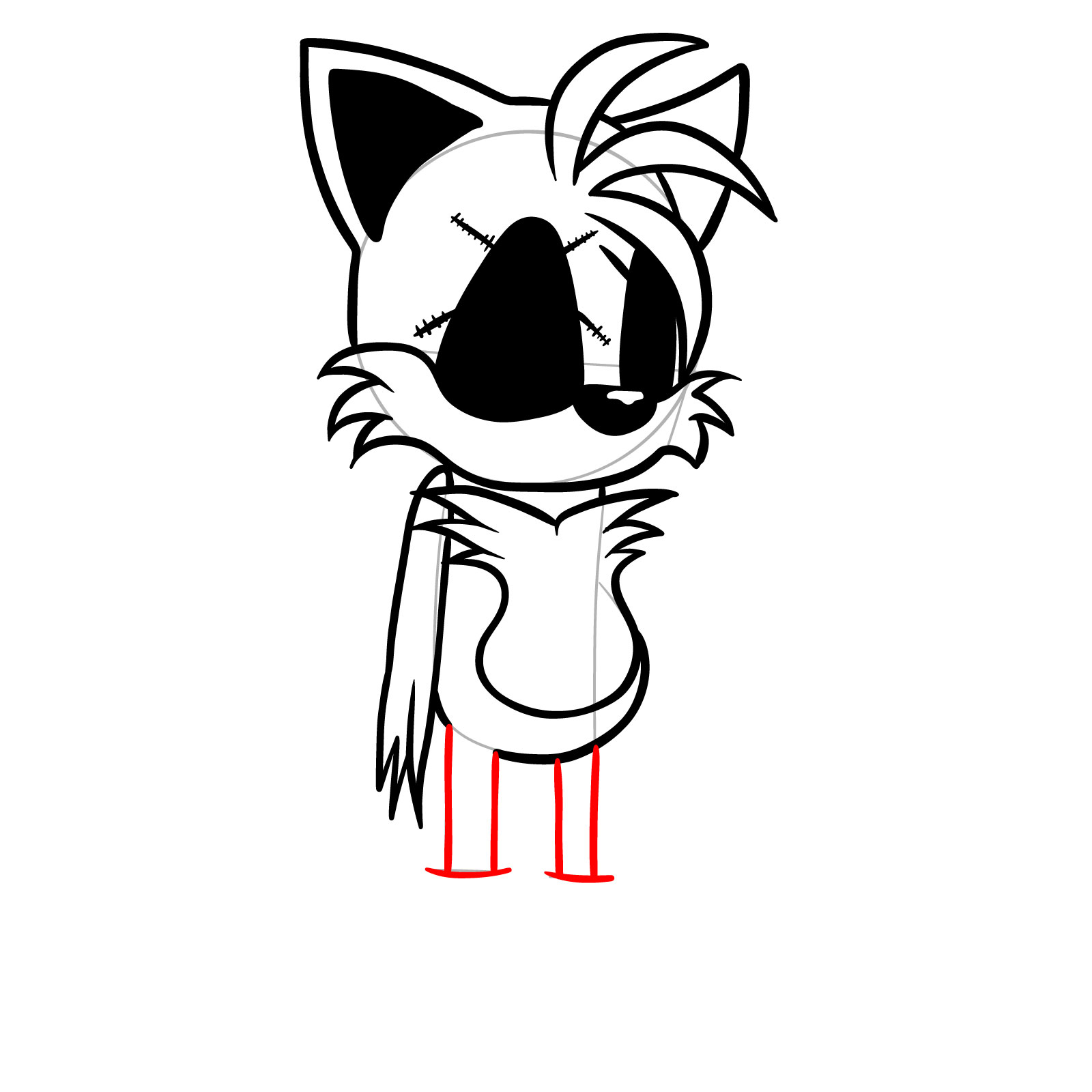 How to draw Soul Tails from FNF - step 16