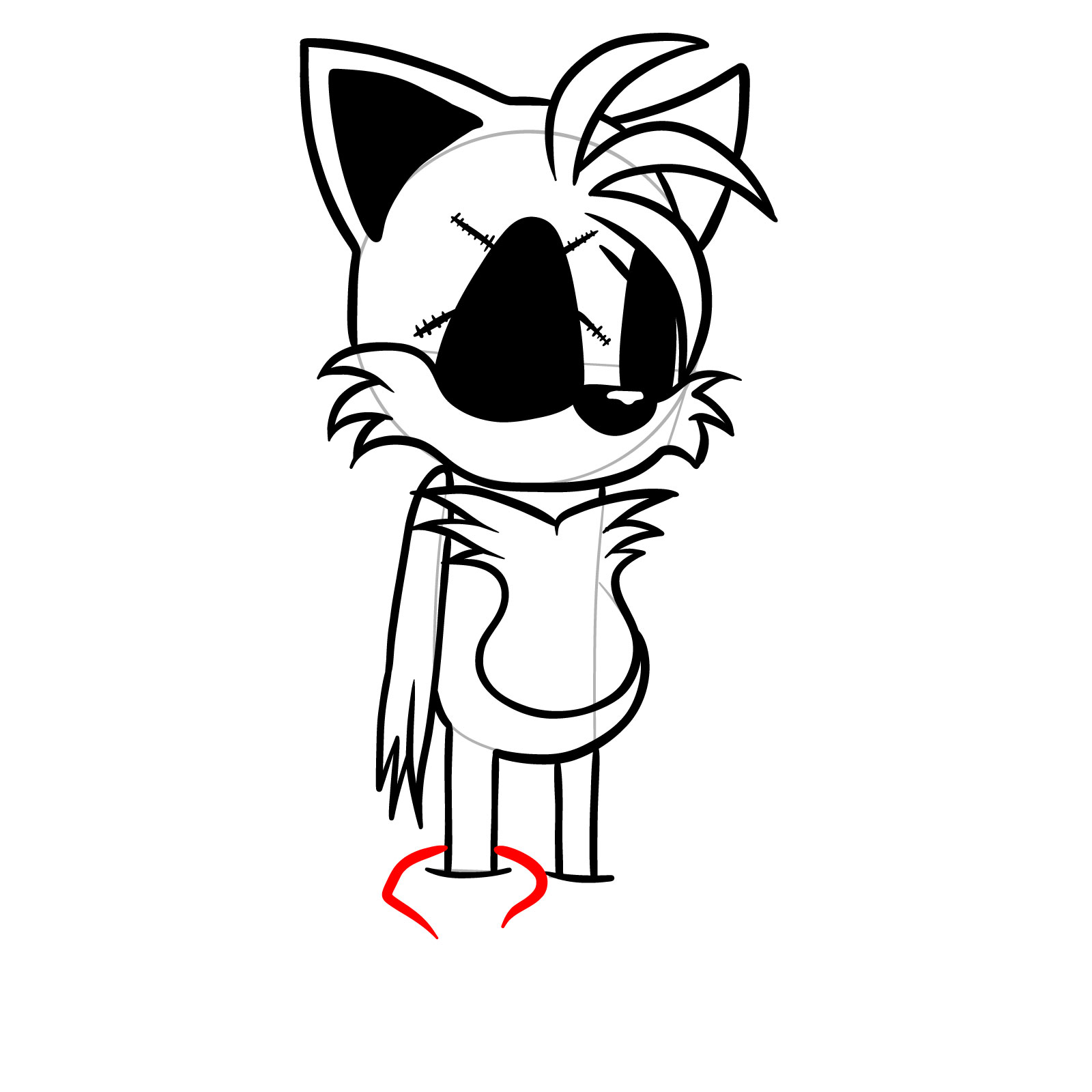 How to draw Soul Tails from FNF - step 17