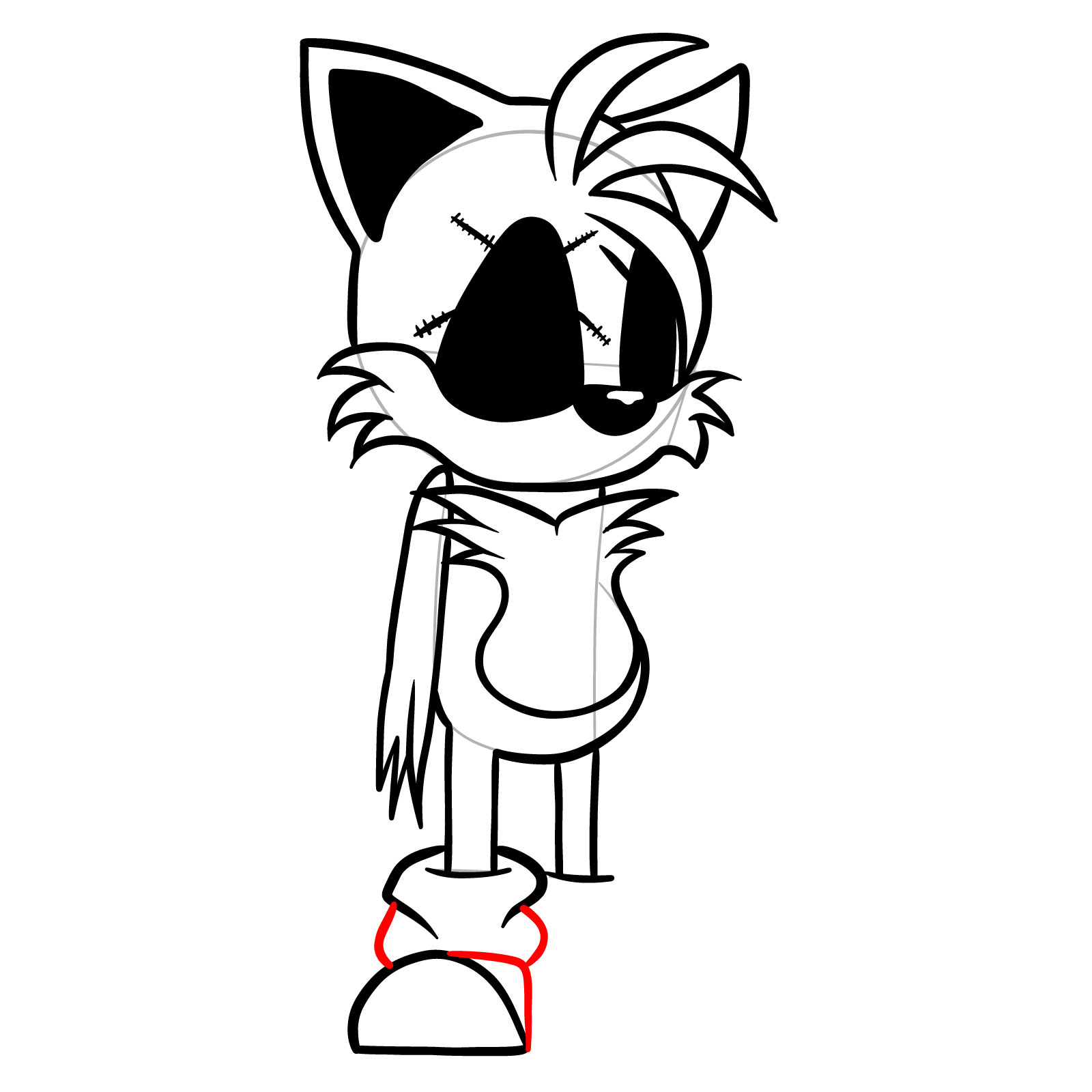How to draw Soul Tails from FNF - step 19
