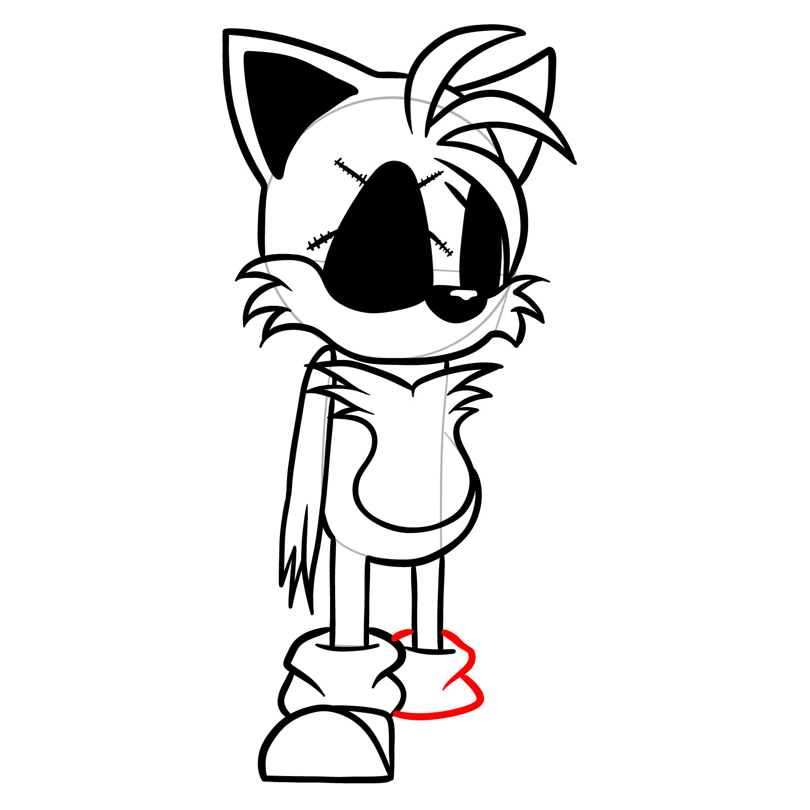 How to draw Soul Tails from FNF - step 20