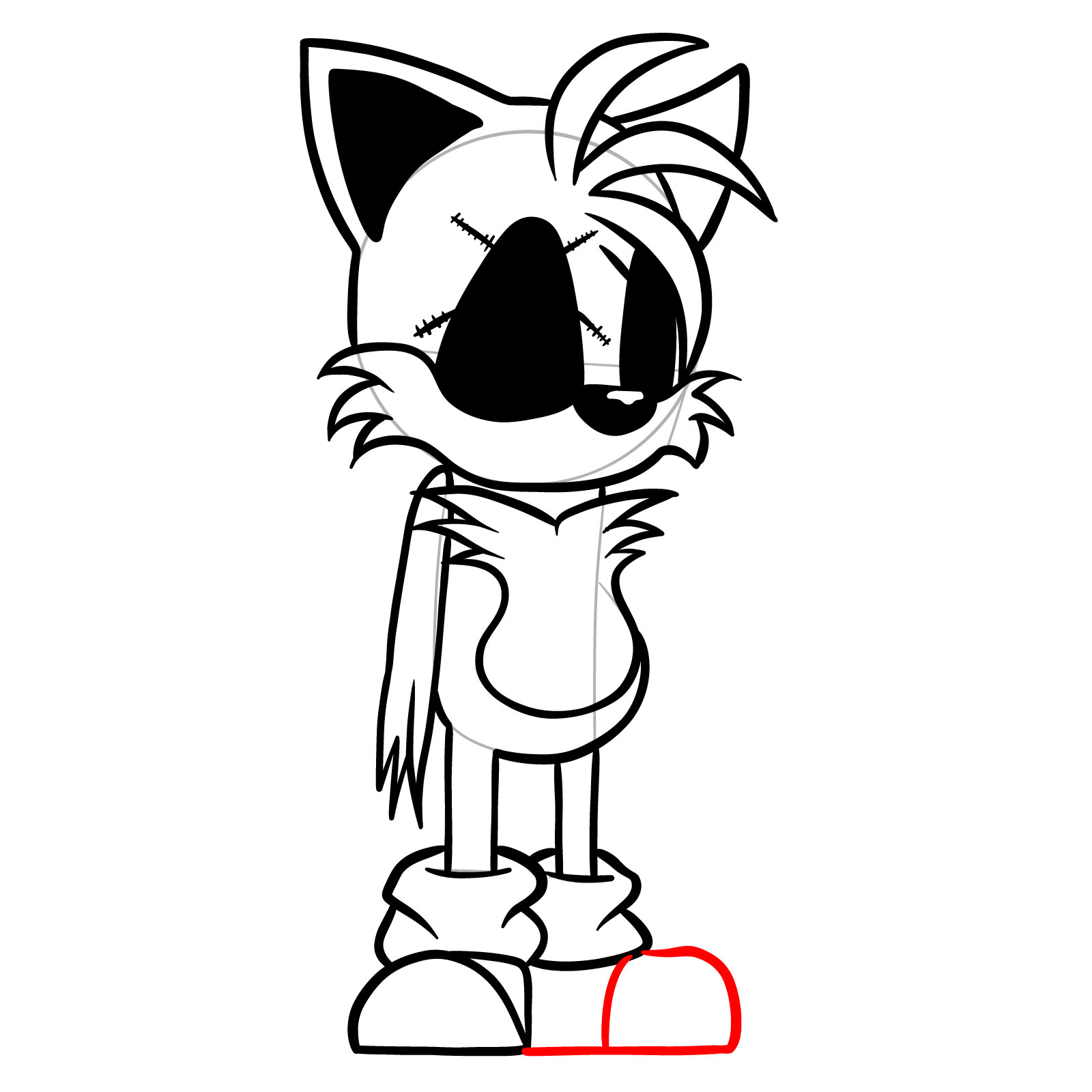 How to draw Soul Tails from FNF - step 21